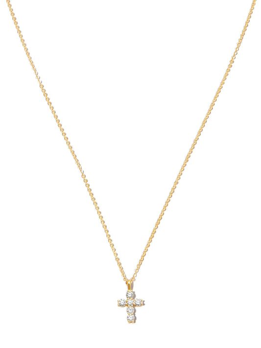 18kt yellow gold diamond cross necklace