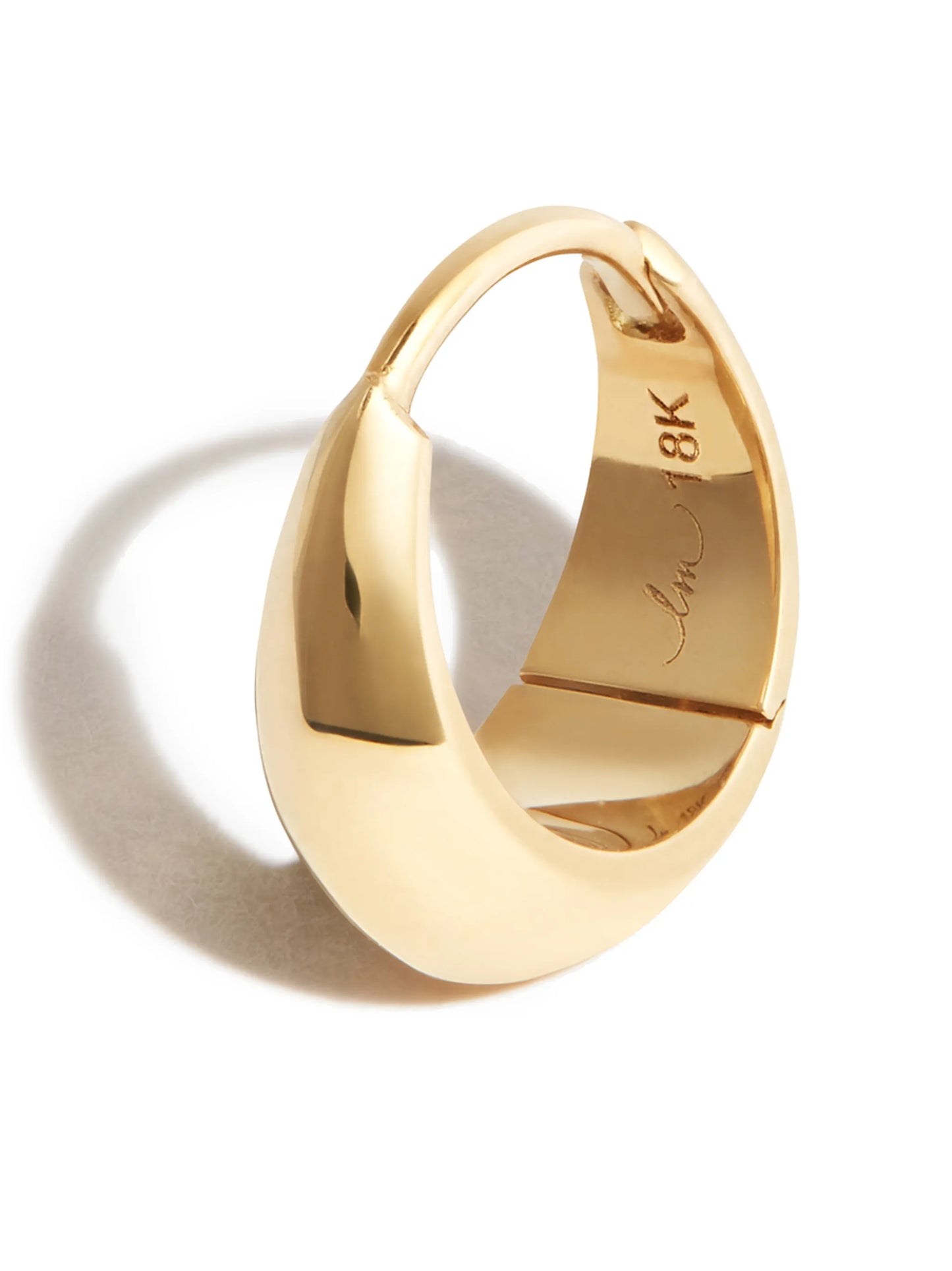 18kt yellow gold crescent hoop earring