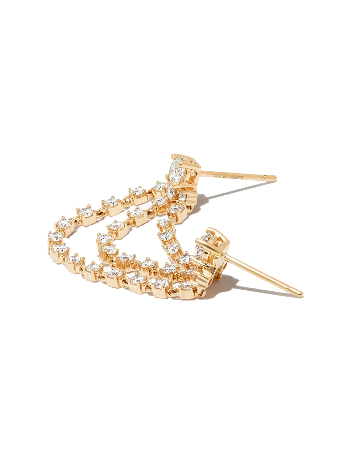 18kt yellow gold chain-detail diamond earring