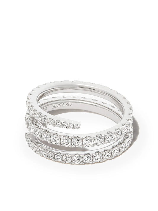 18kt white gold diamond coil ring