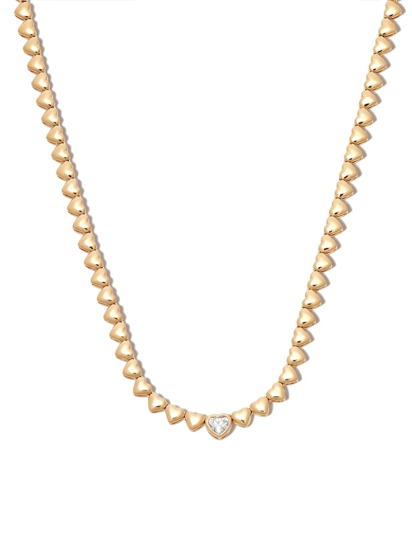 18kt yellow gold Heart diamond necklace.