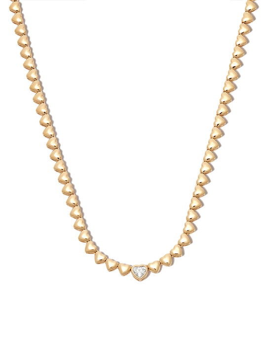 18kt yellow gold Heart diamond necklace.