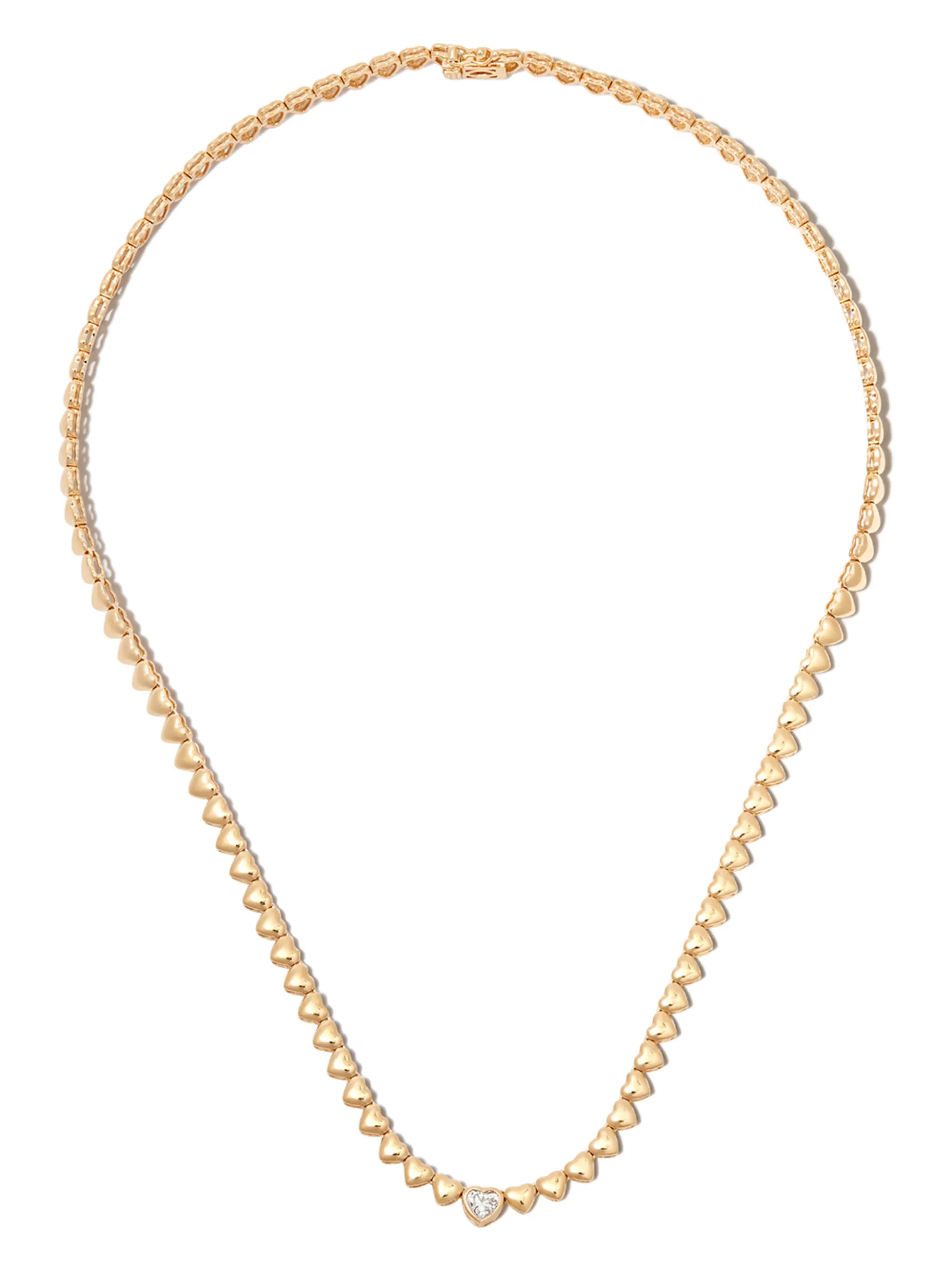 18kt yellow gold Heart diamond necklace.
