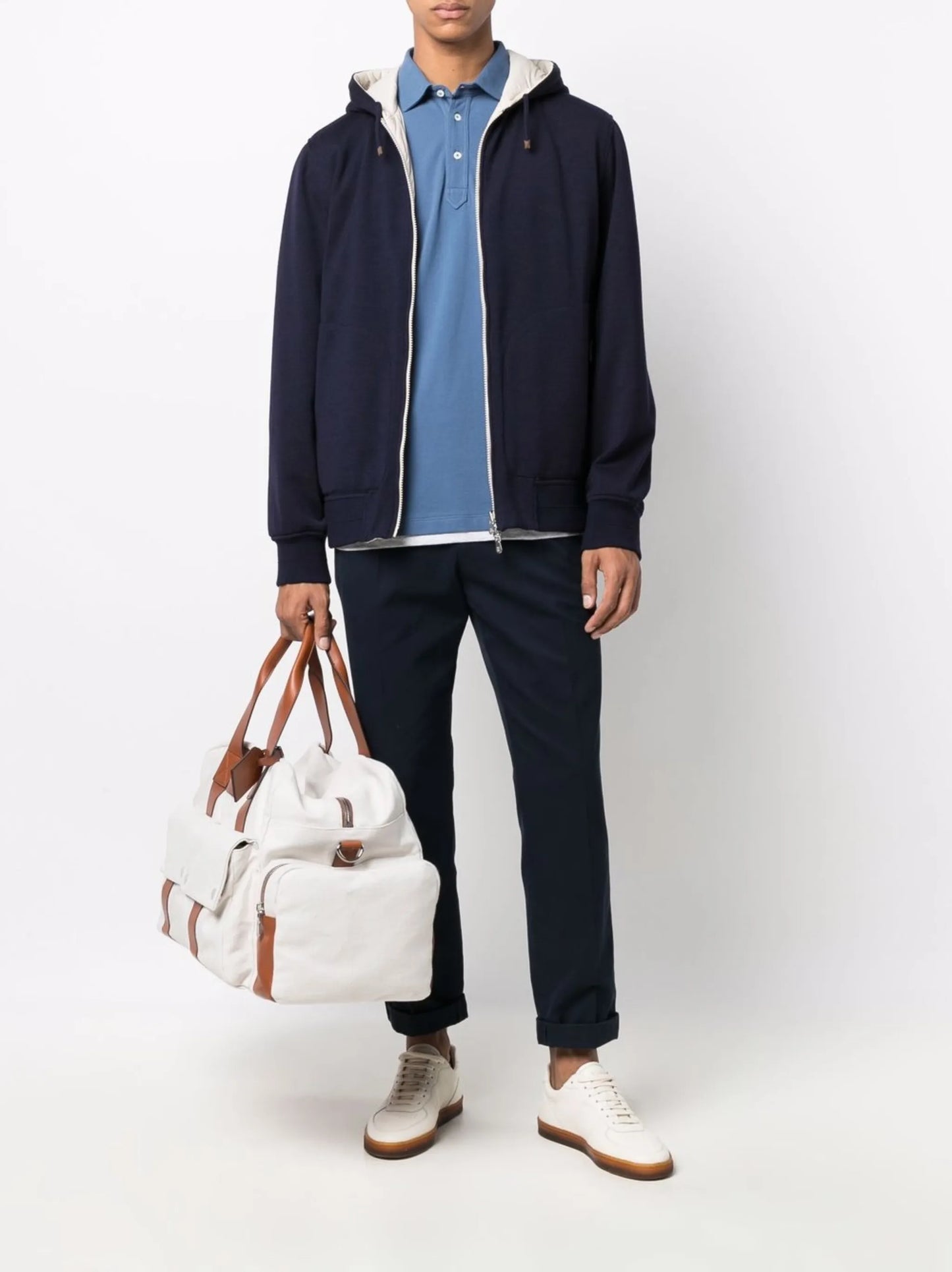 straight-leg cotton trousers
