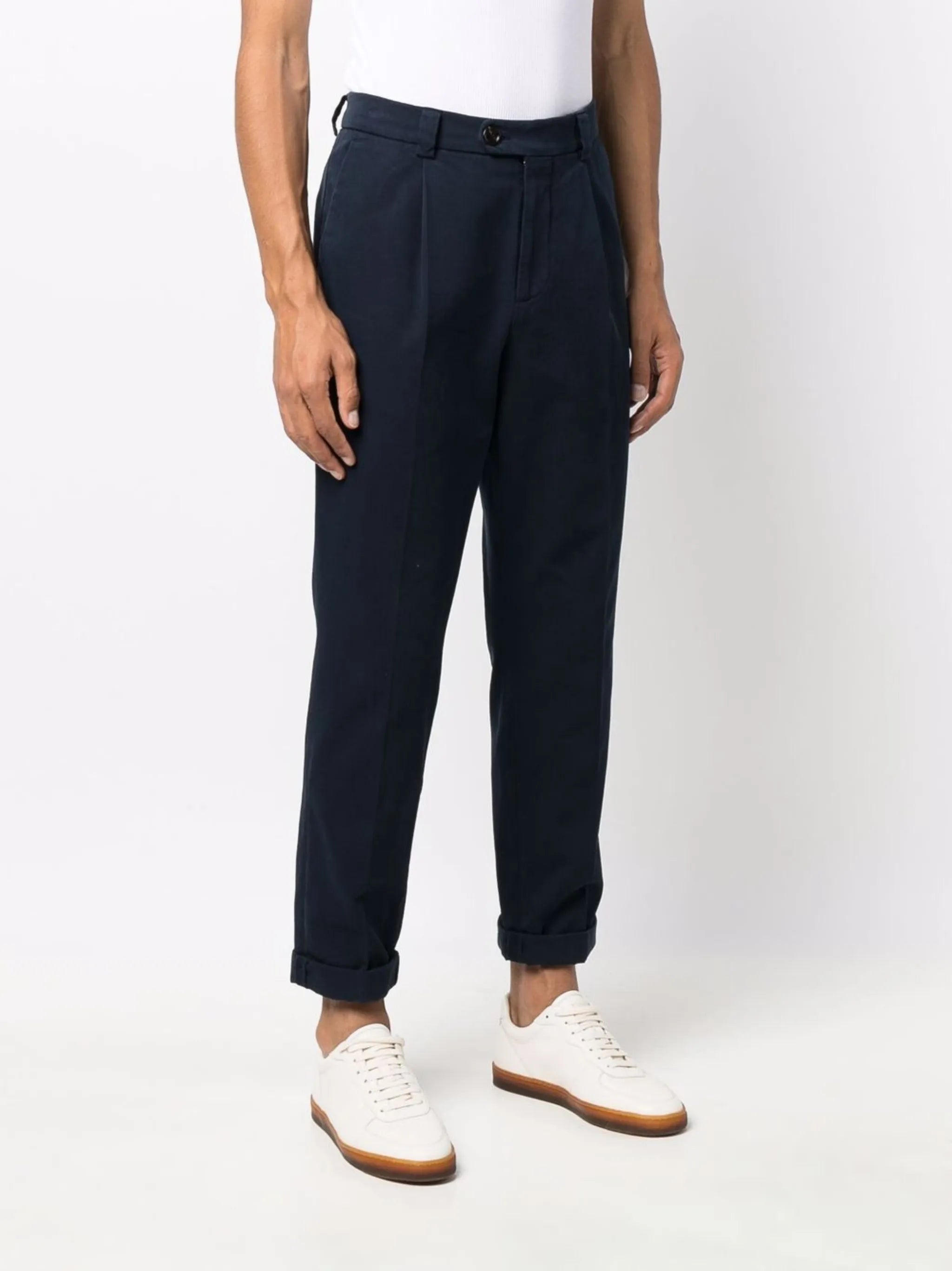 straight-leg cotton trousers