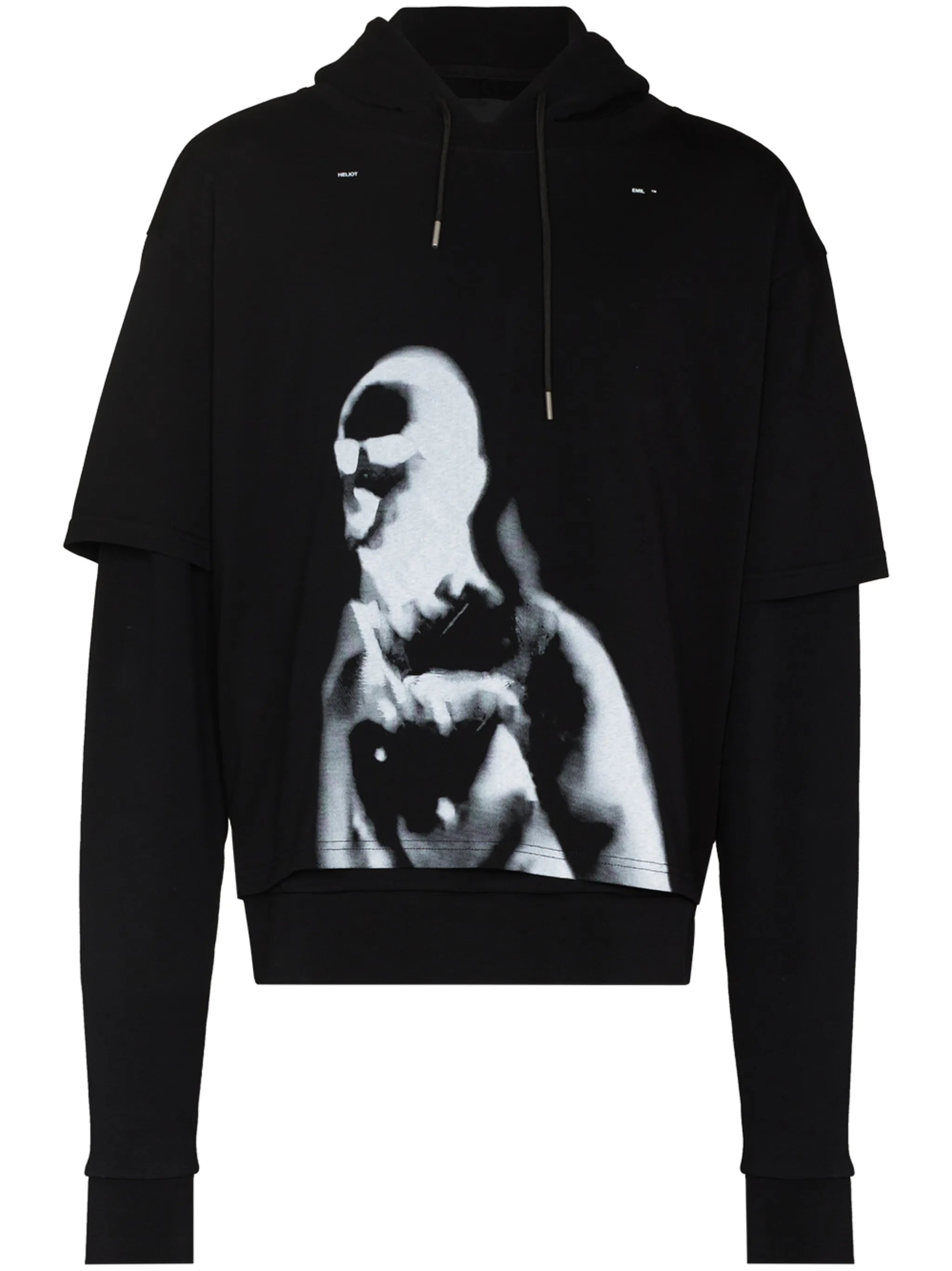 graphic-print double-layer hoodie