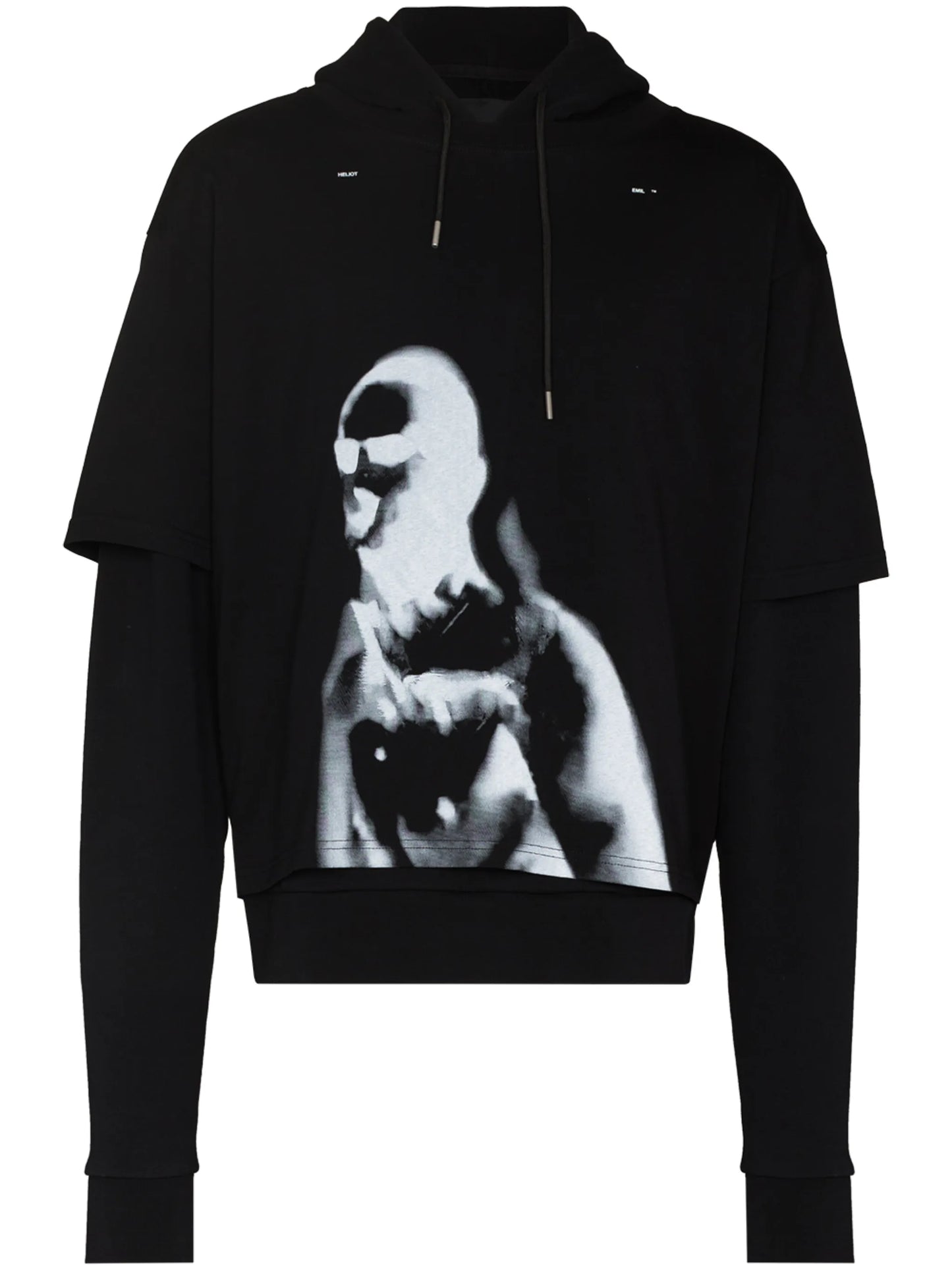 graphic-print double-layer hoodie