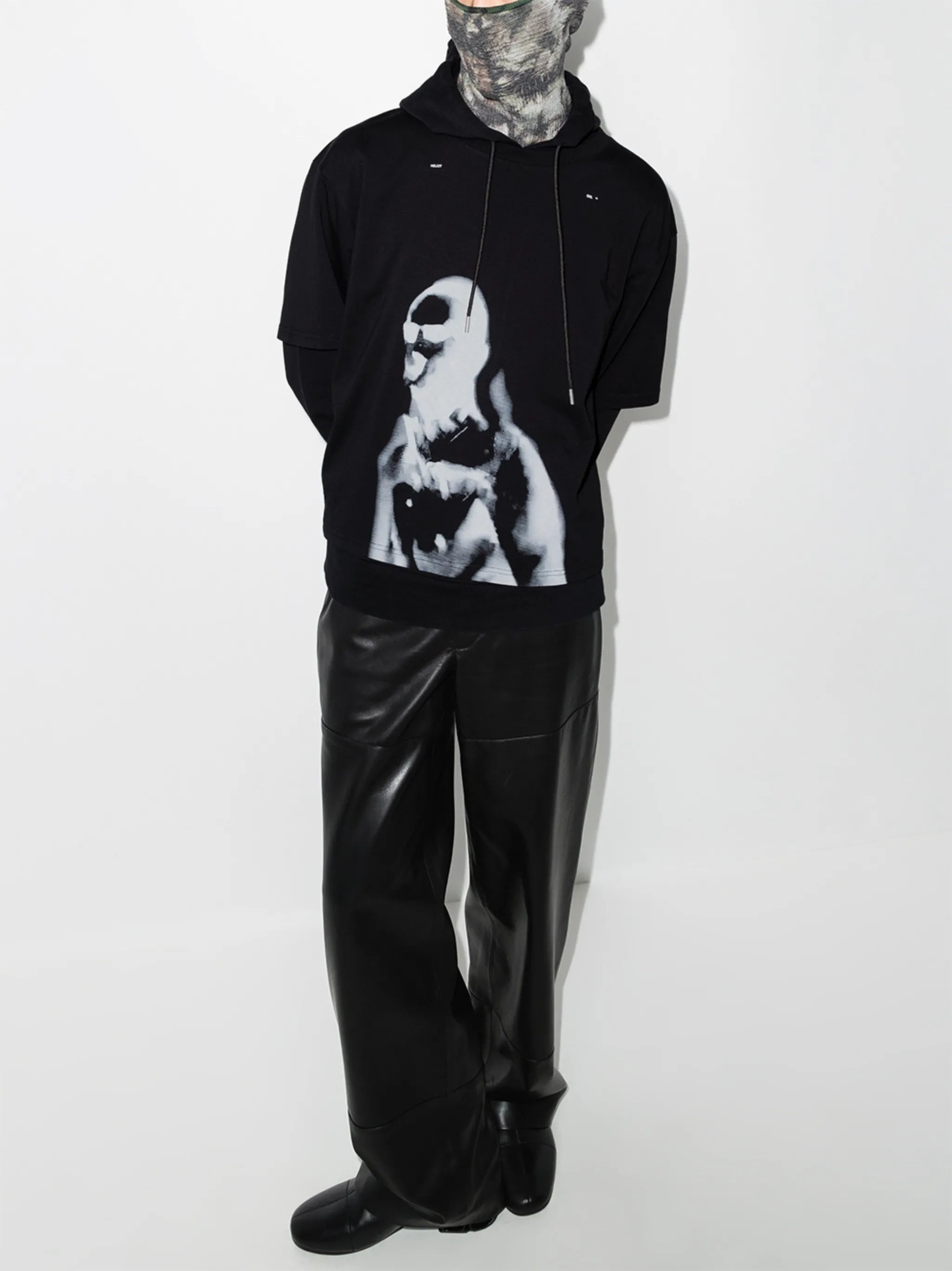graphic-print double-layer hoodie