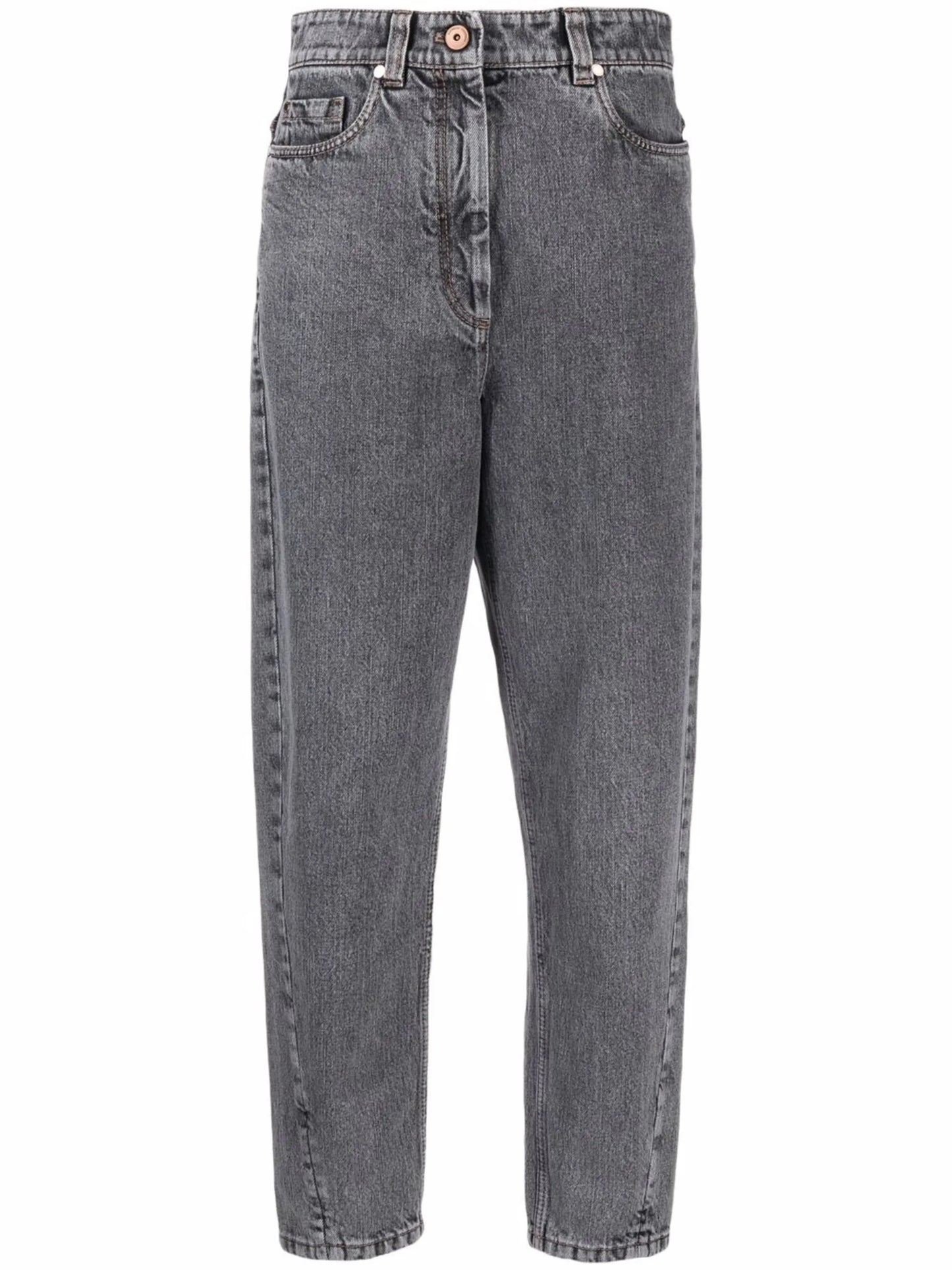 stonewash tapered-leg jeans