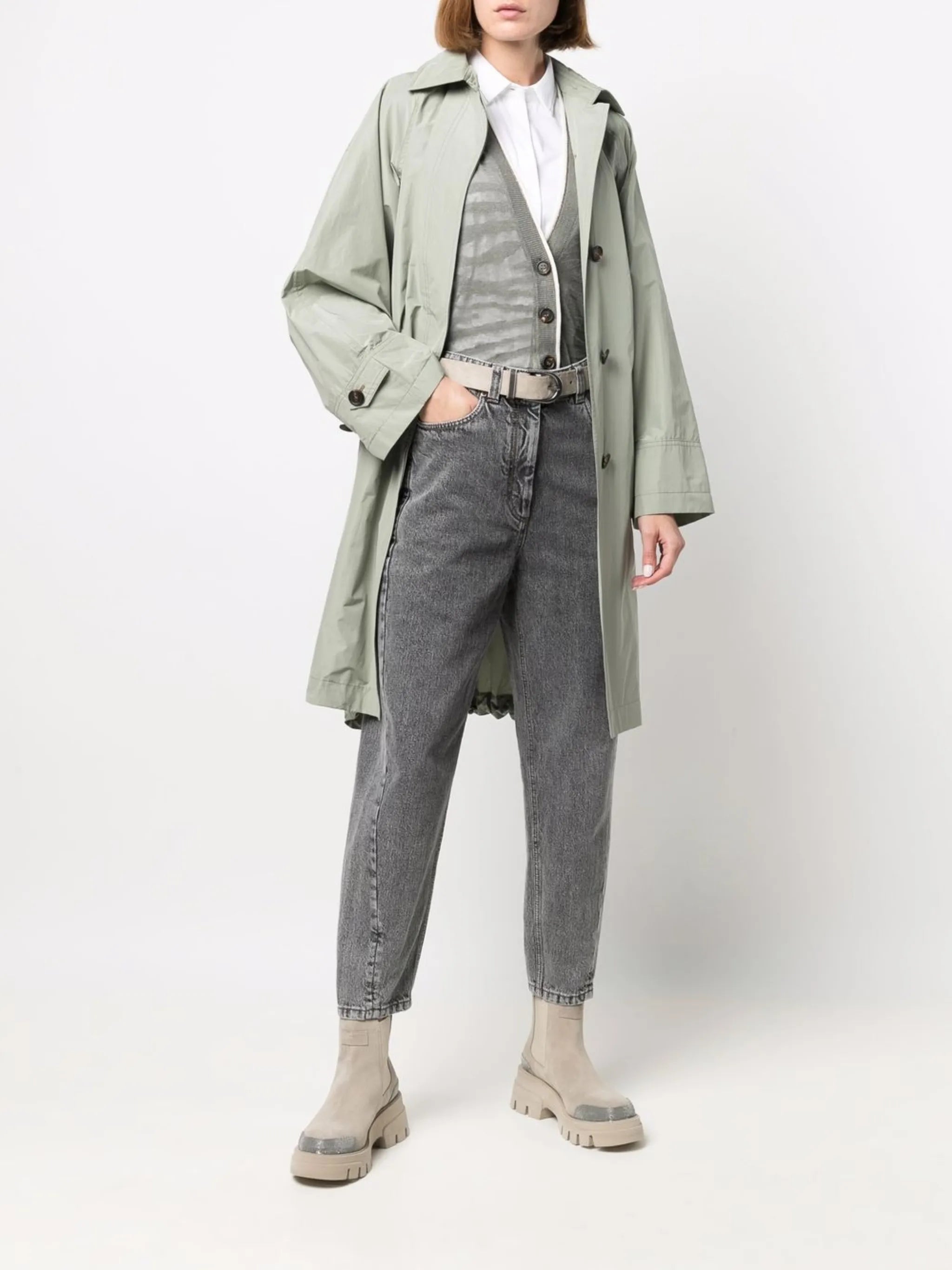 stonewash tapered-leg jeans