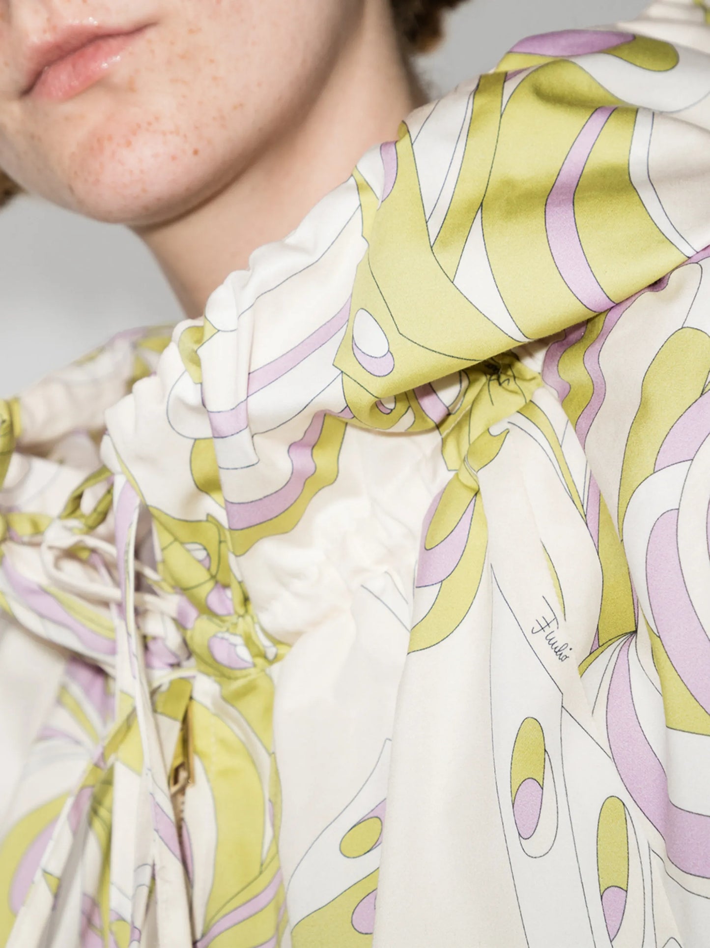 Farfalle print zip-up parka