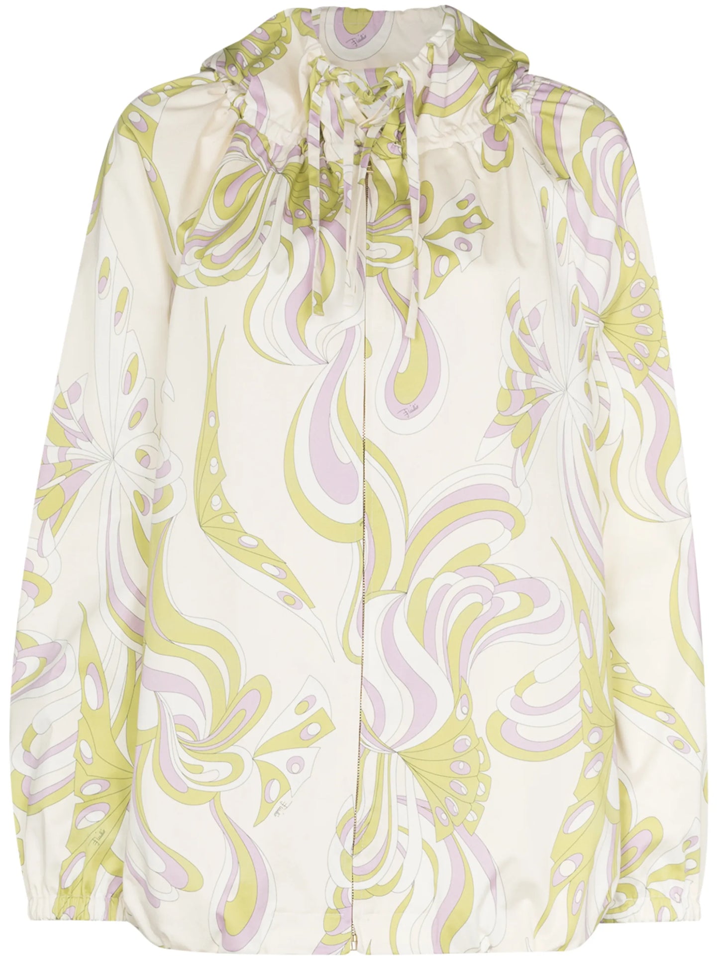 Farfalle print zip-up parka