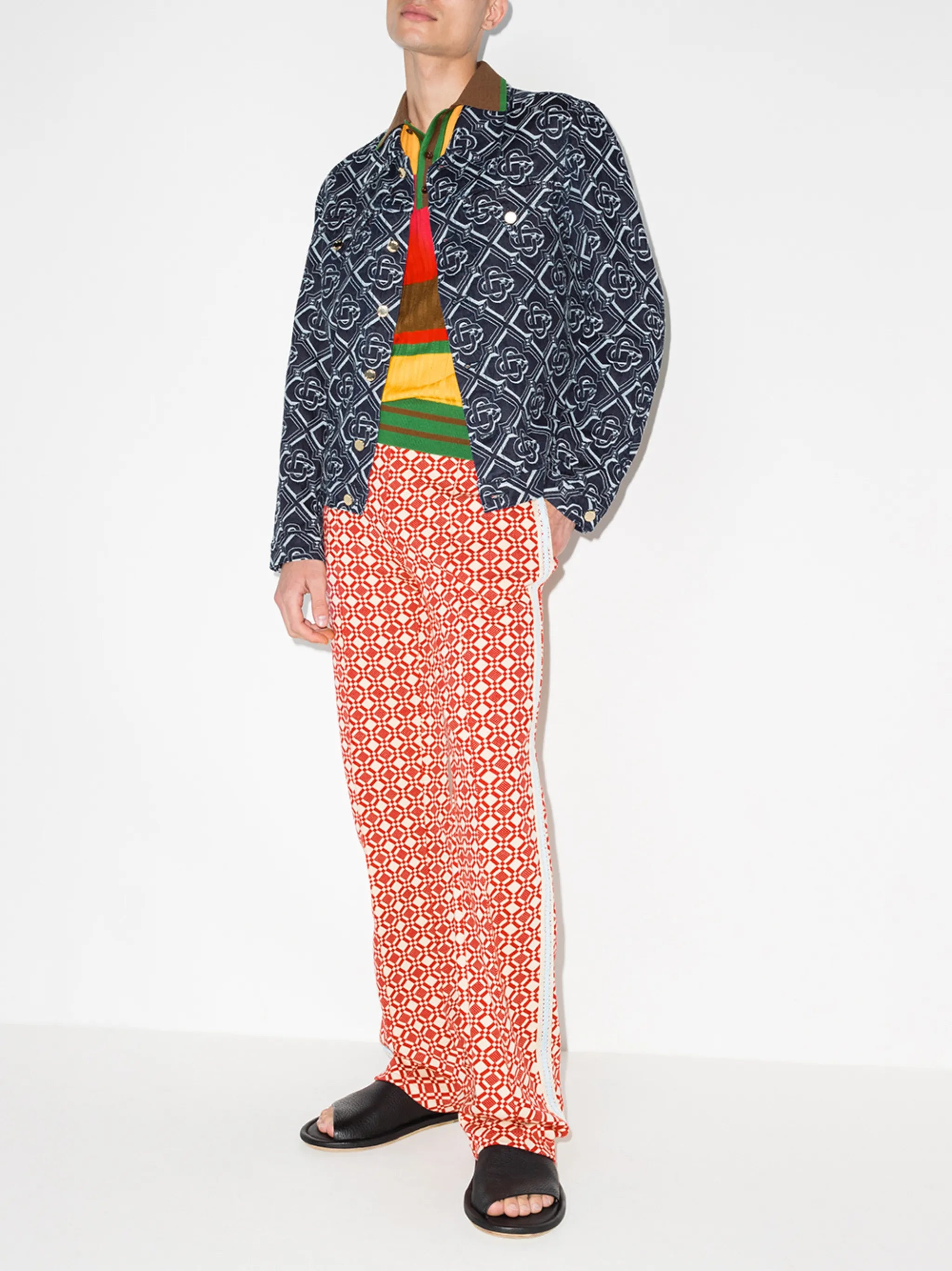 Power geometric-print trousers