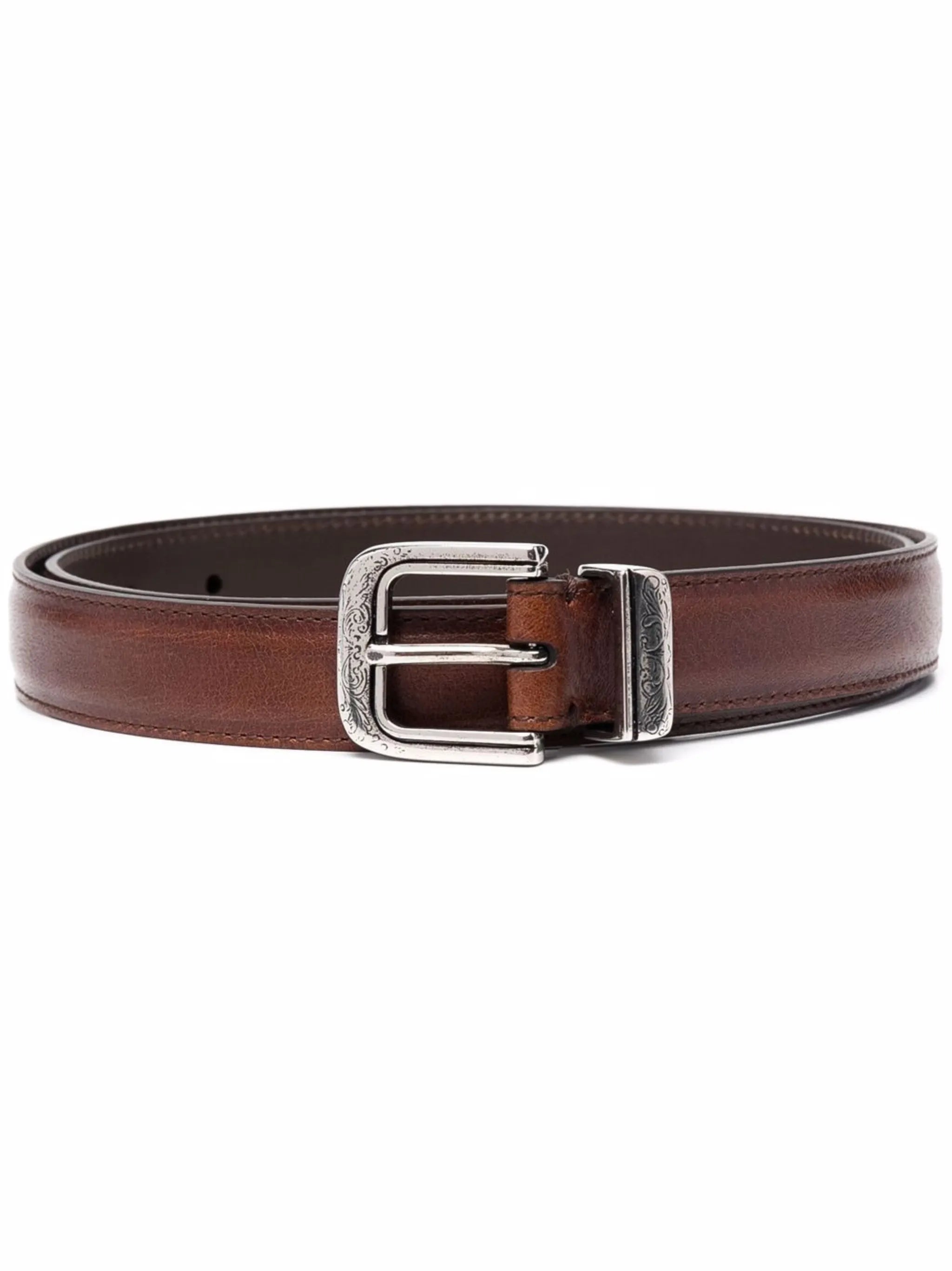 buckled leather belt