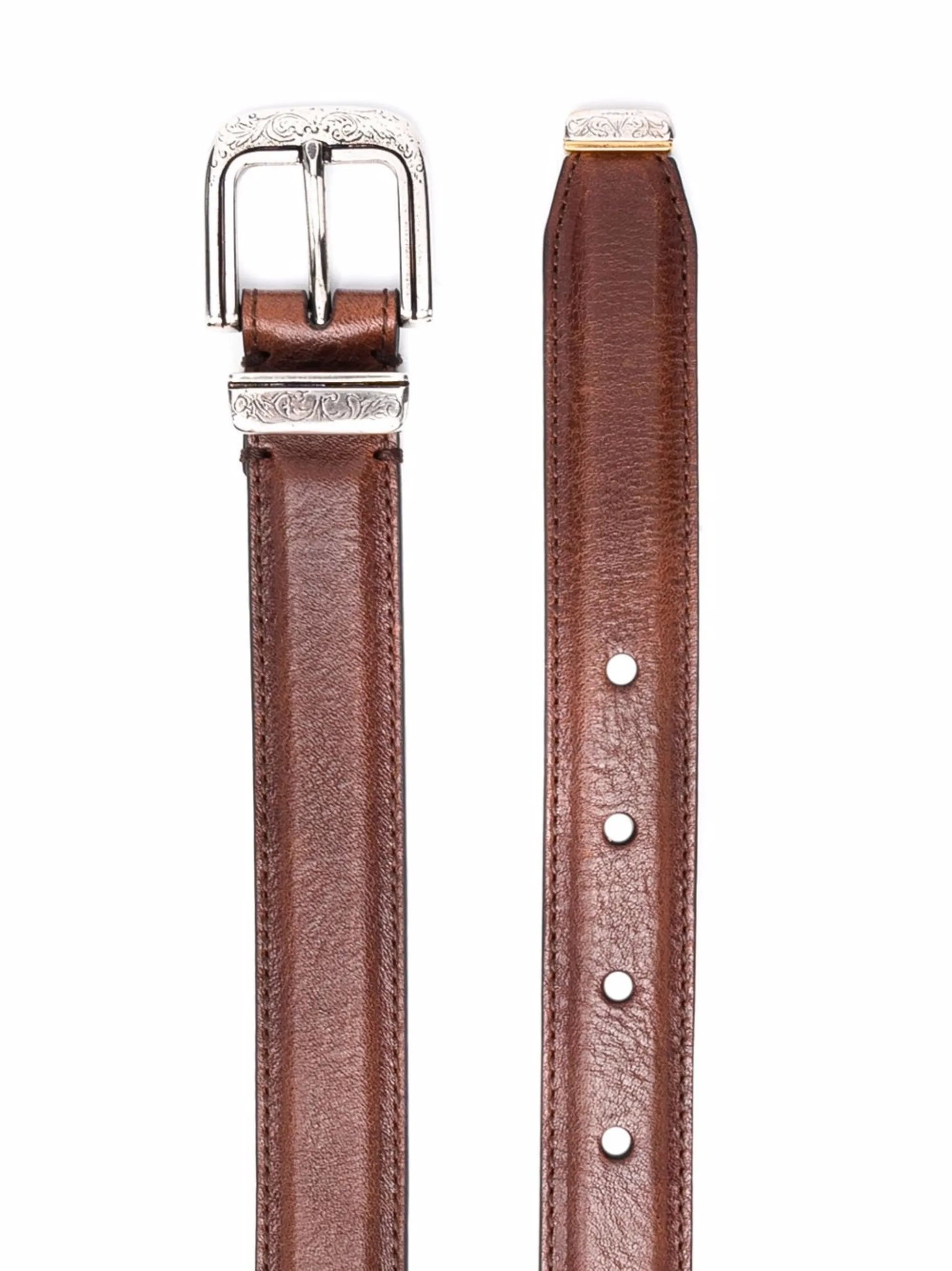 buckled leather belt