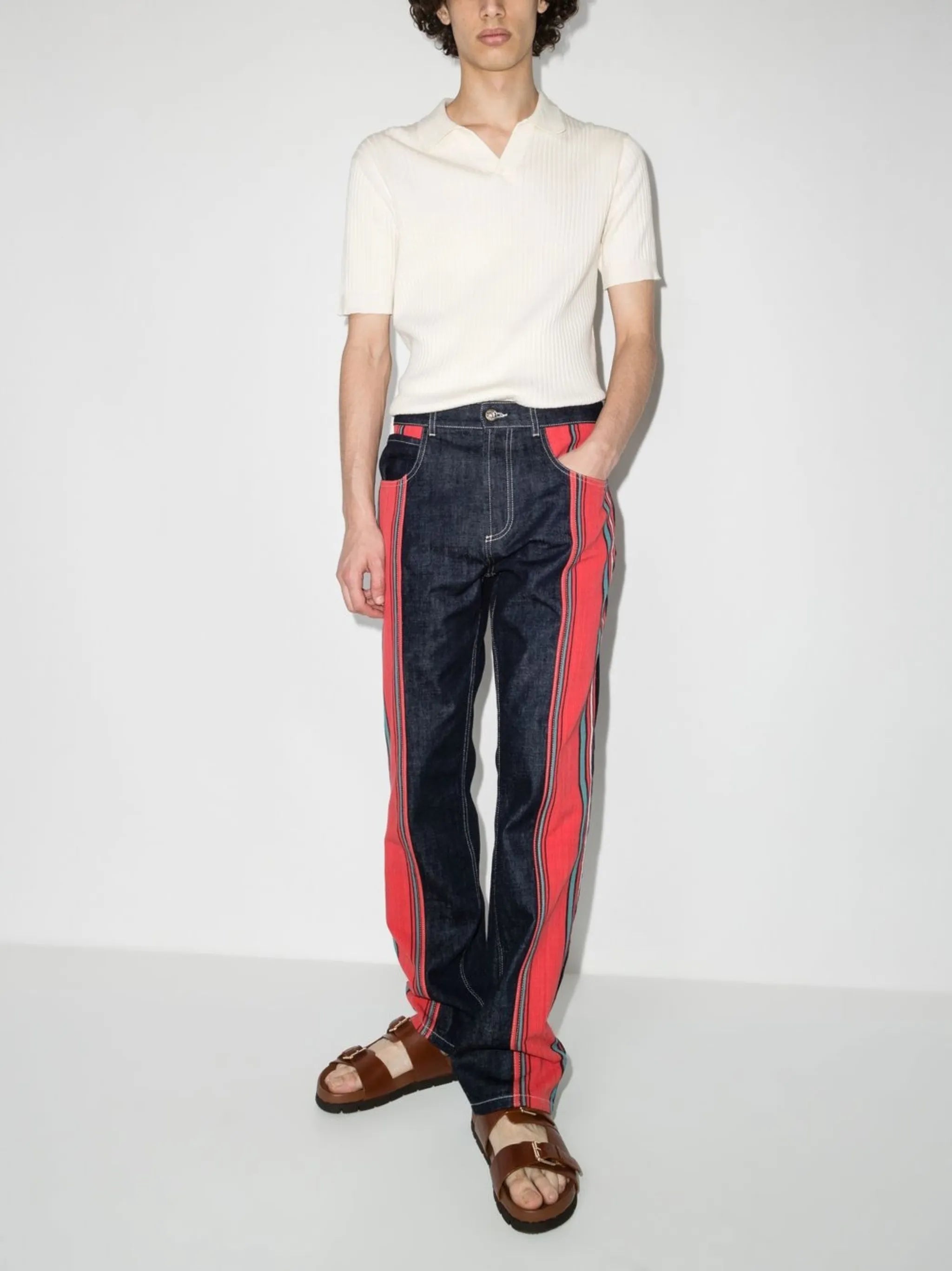 Cotonou striped straight-leg jeans
