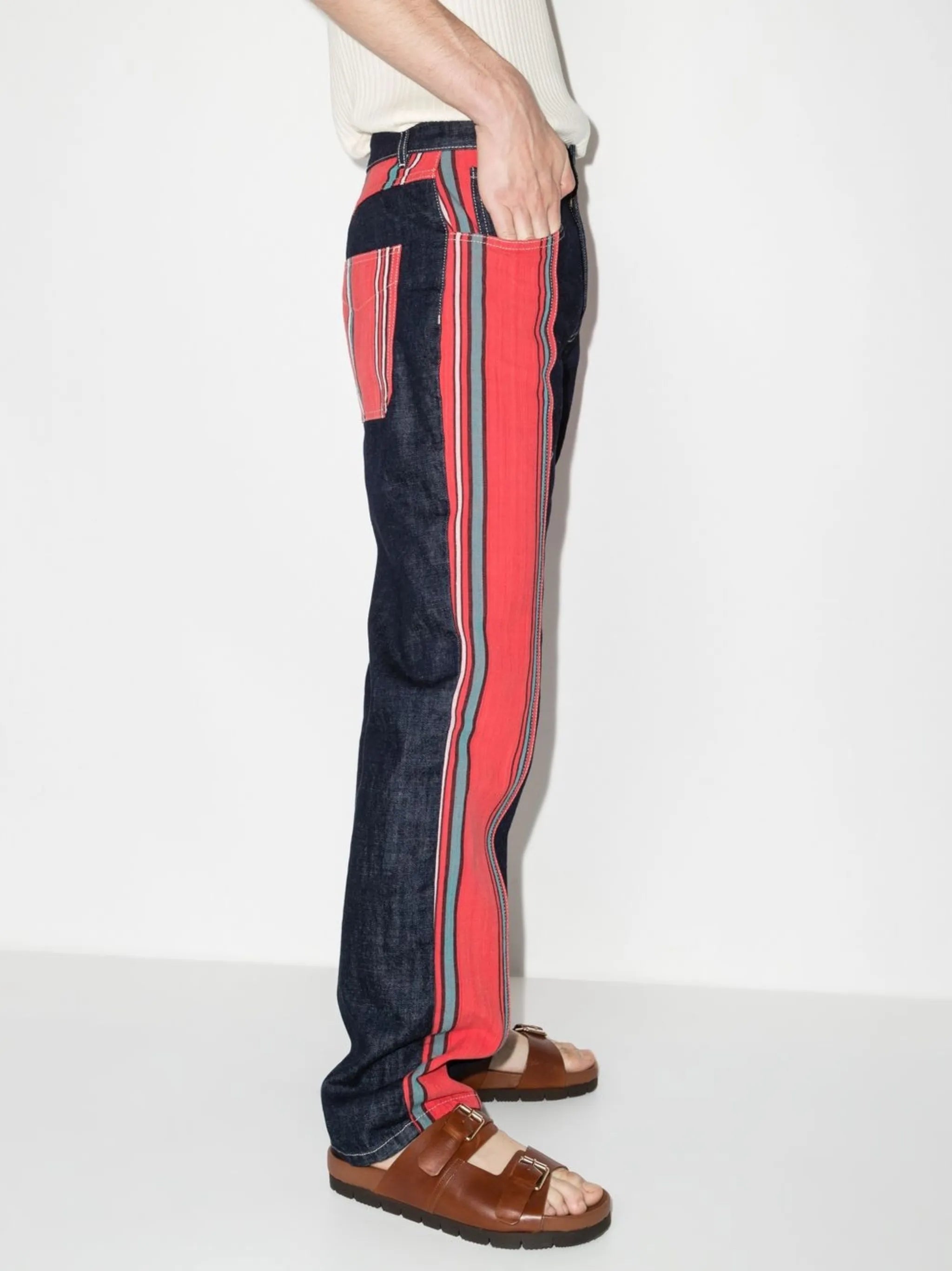 Cotonou striped straight-leg jeans