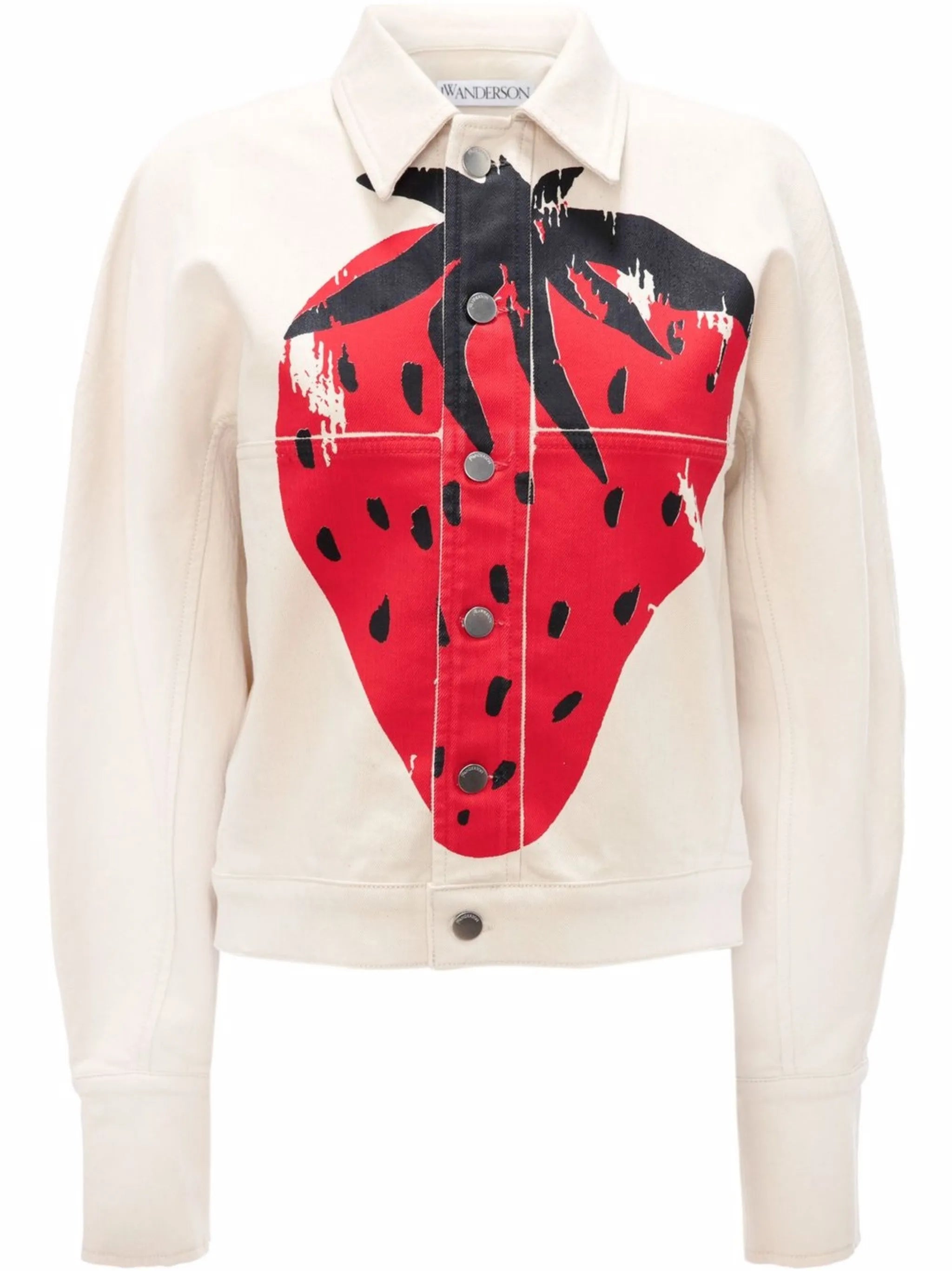 strawberry-print denim jacket