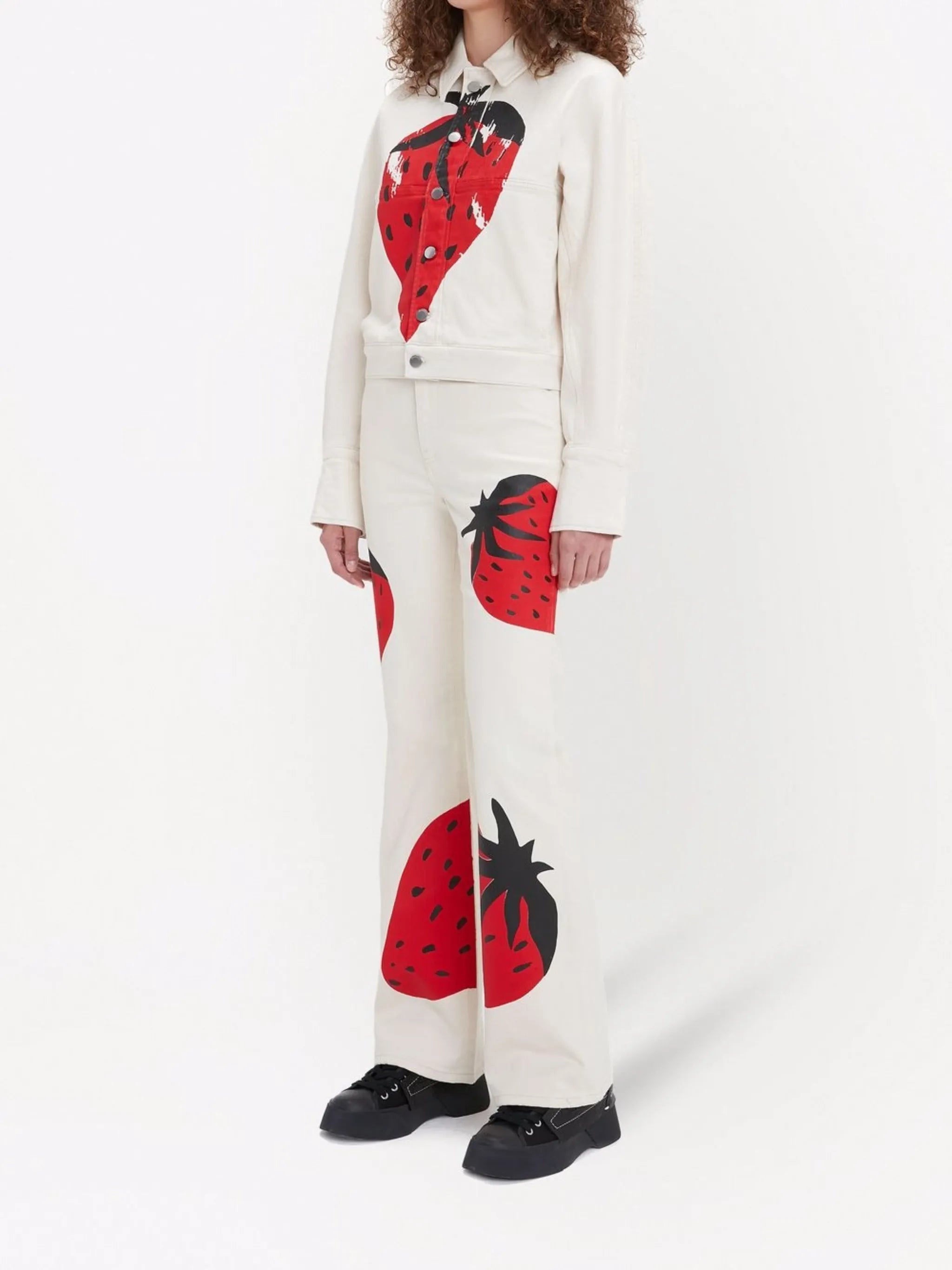 strawberry-print denim jacket