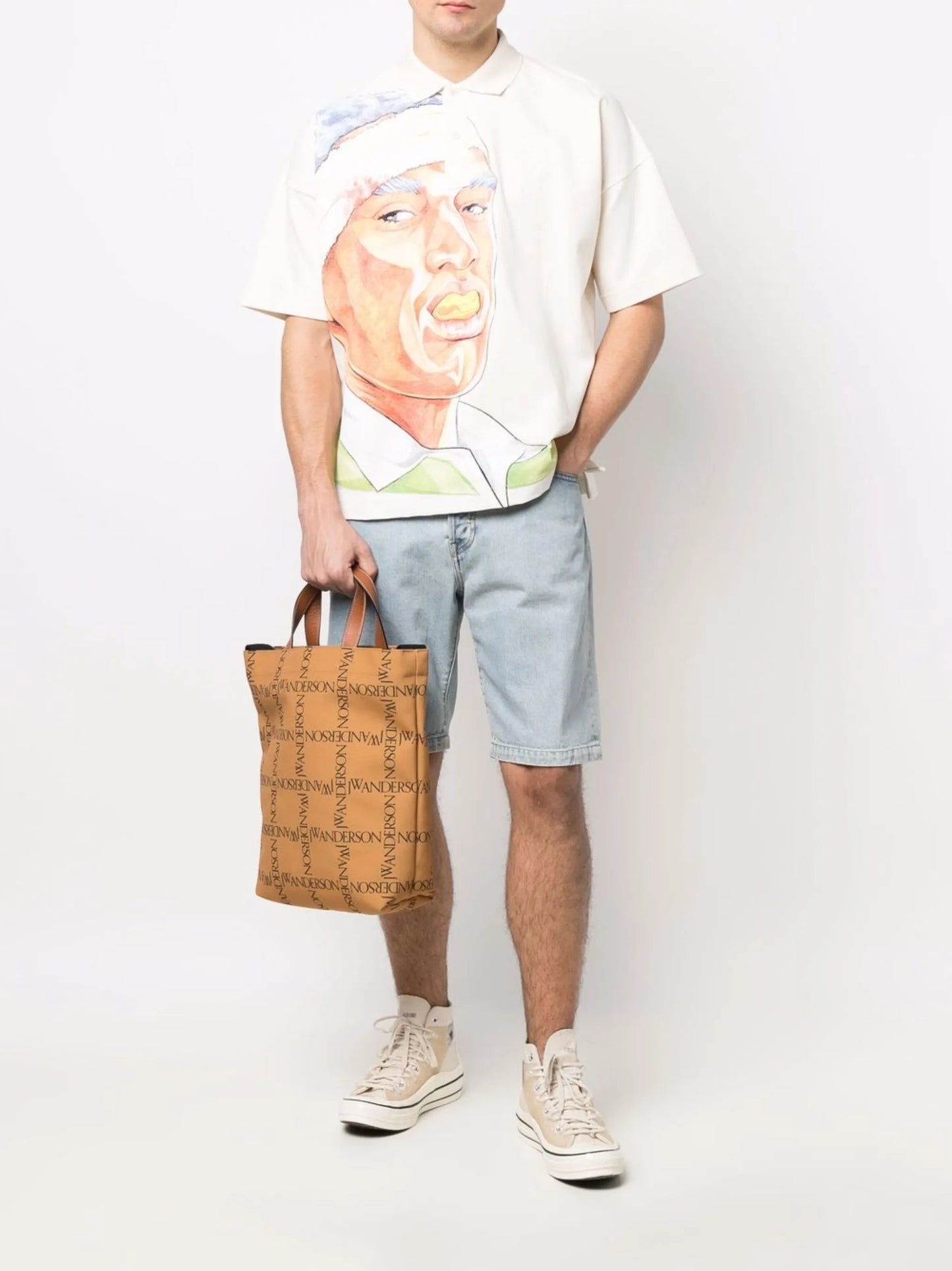 graphic-print cotton polo shirt