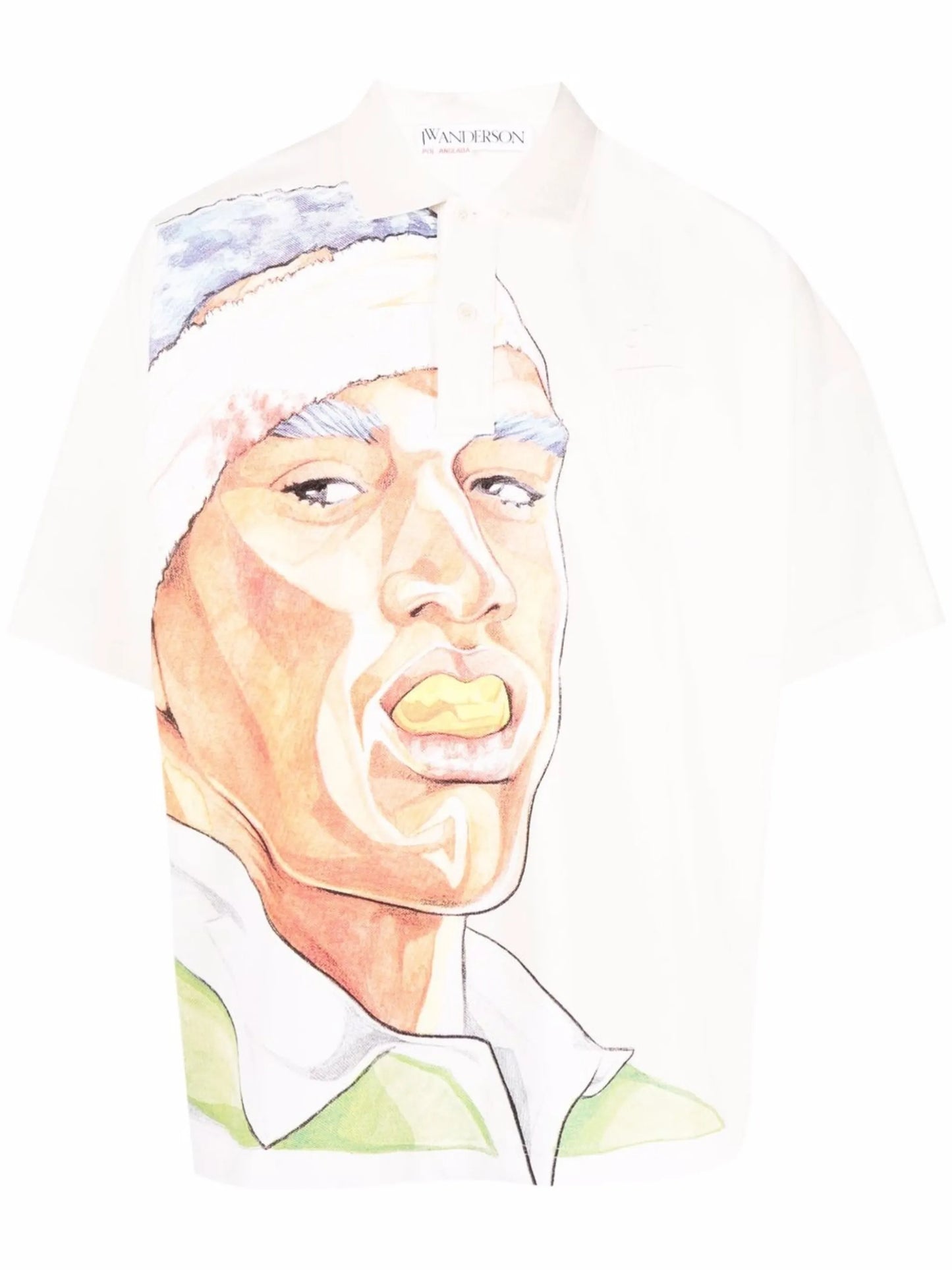 graphic-print cotton polo shirt