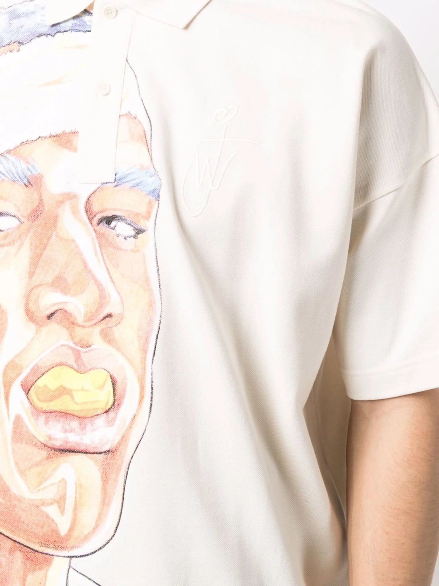 graphic-print cotton polo shirt