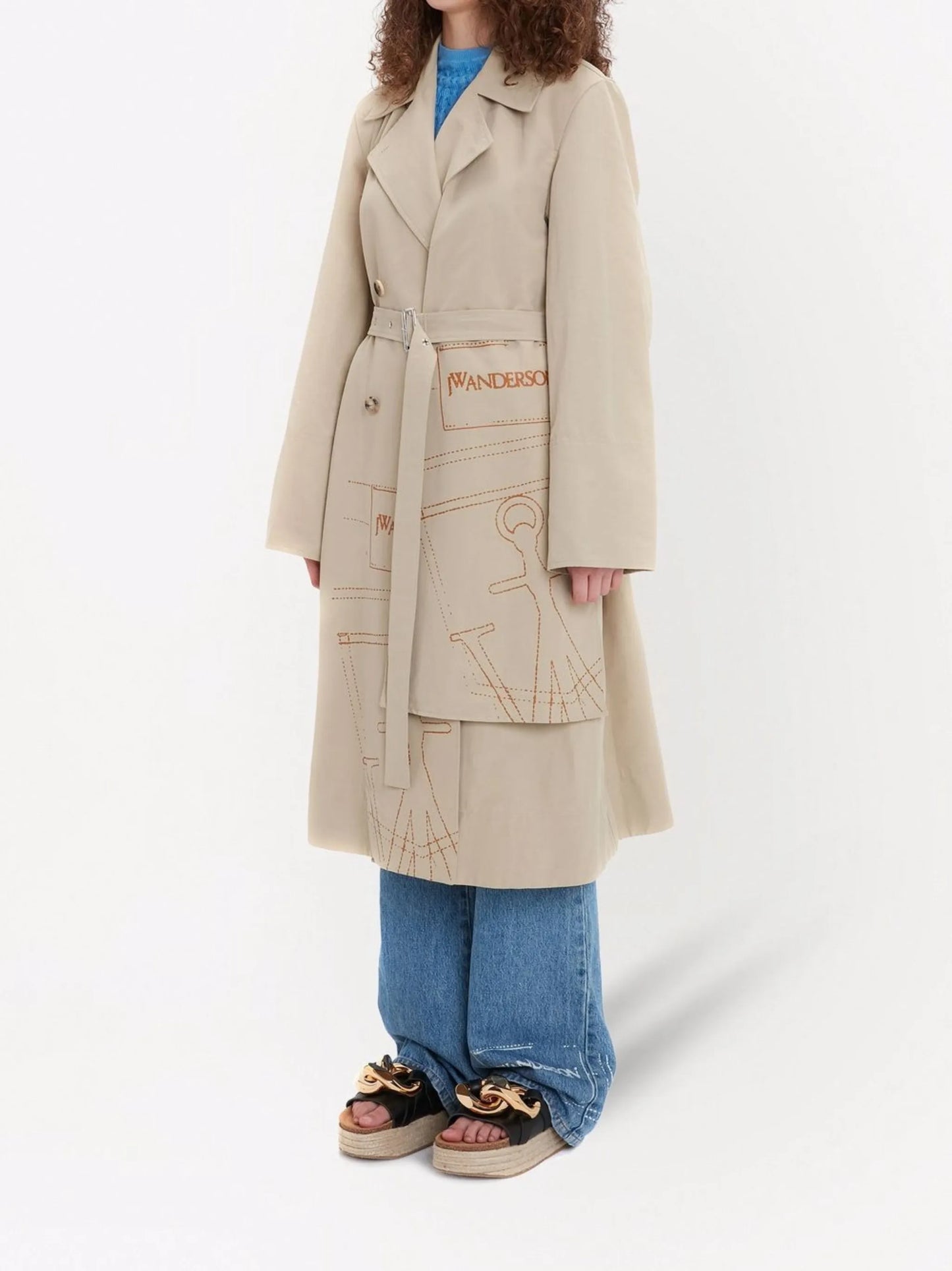 logo-print trench coat