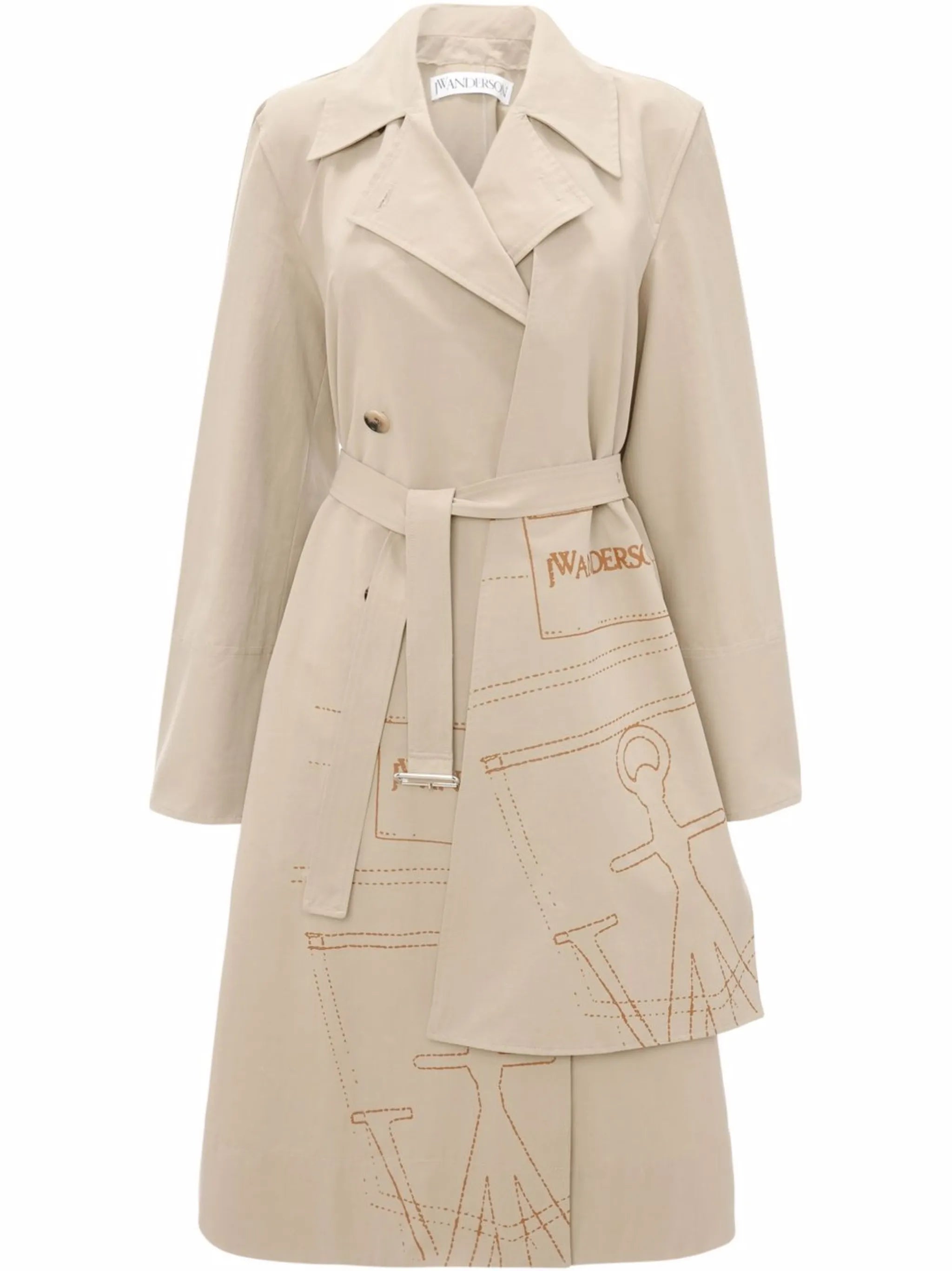 logo-print trench coat