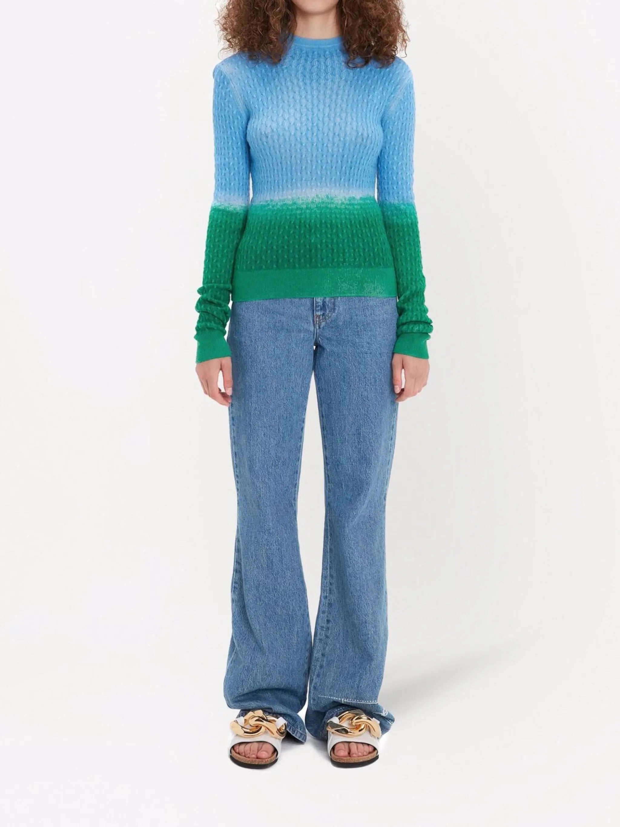 high-waisted bootcut jeans