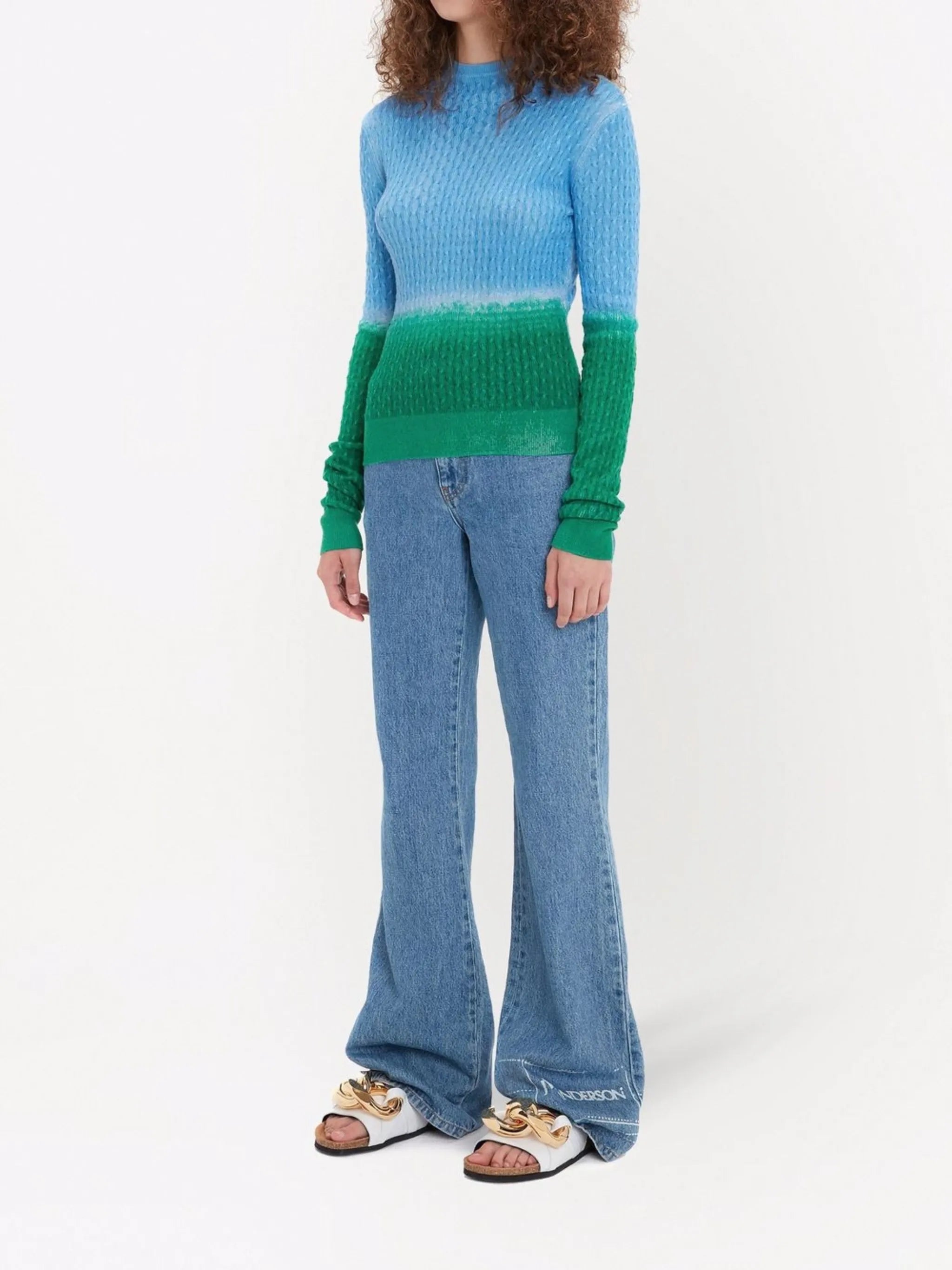 high-waisted bootcut jeans