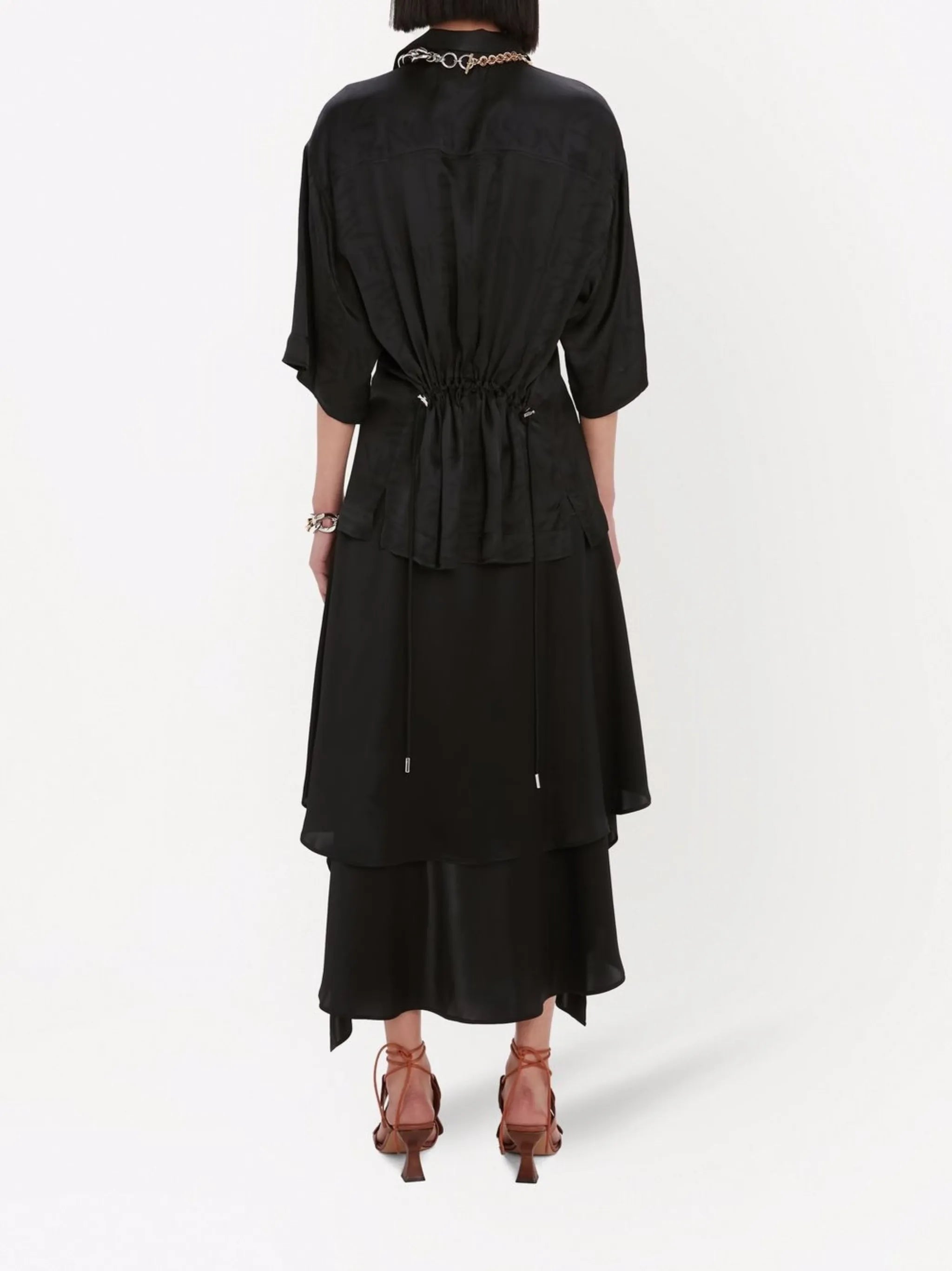 layered asymmetric midi skirt
