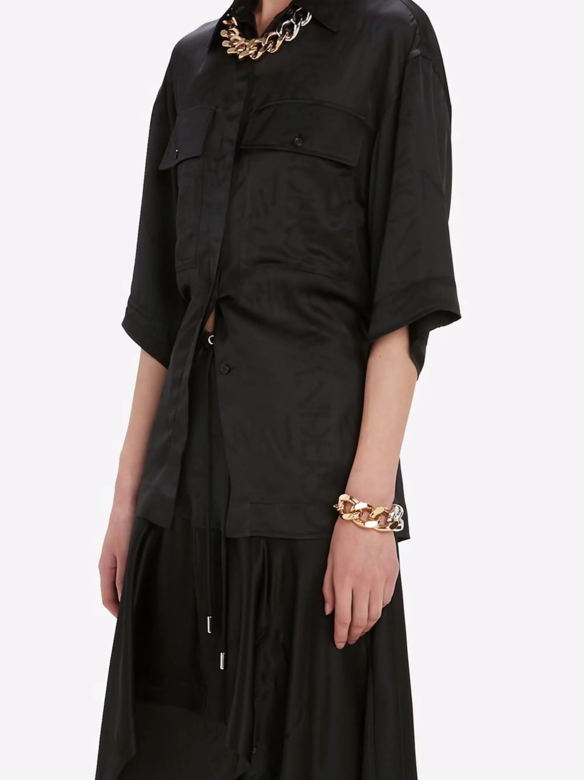 layered asymmetric midi skirt
