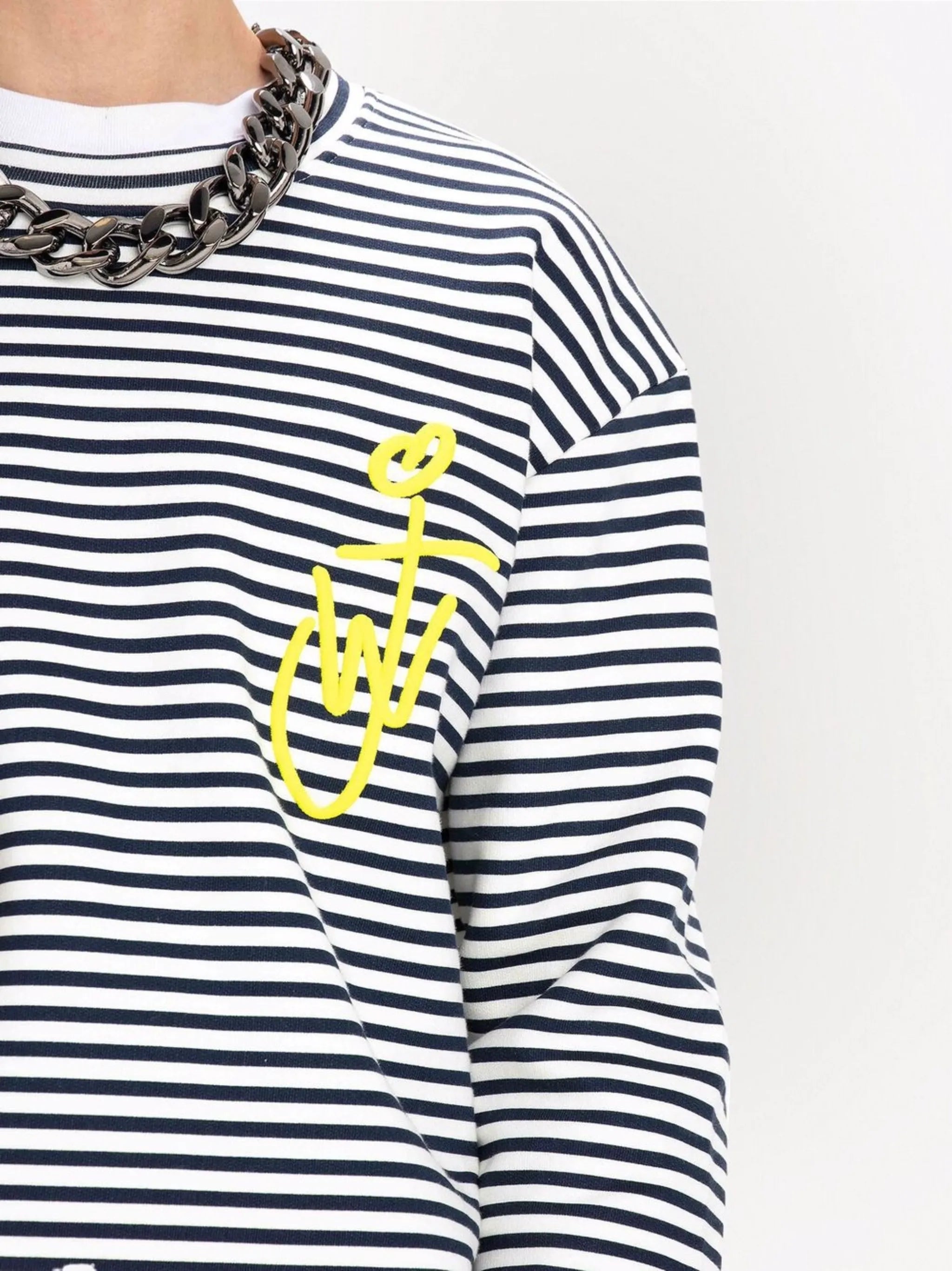 logo-embroidered striped T-shirt
