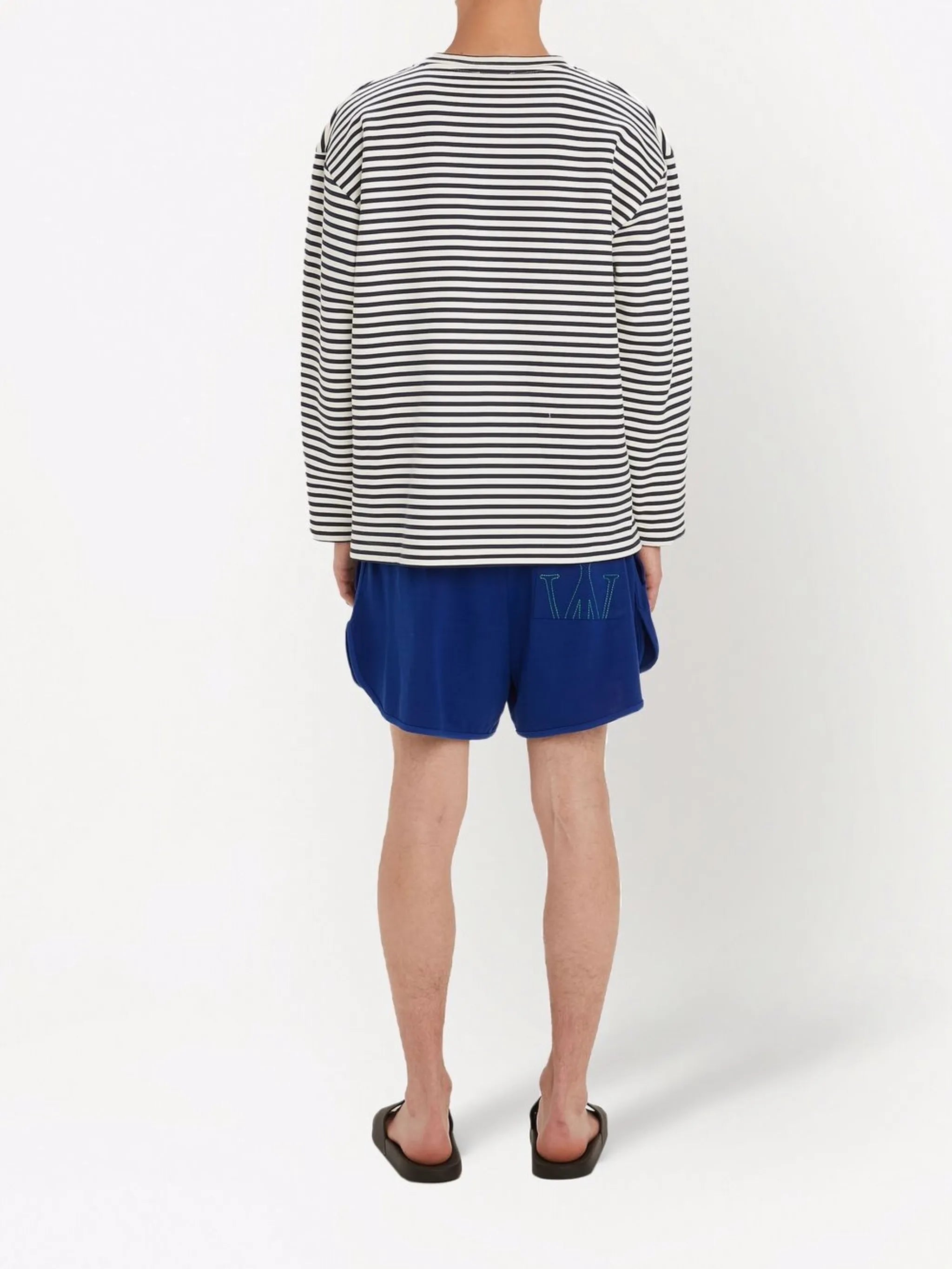 logo-embroidered striped T-shirt