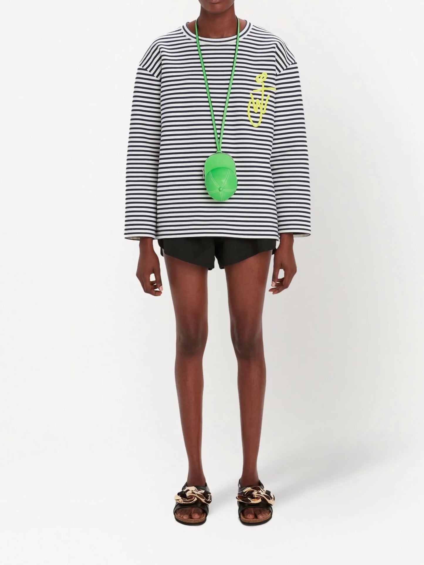logo-embroidered striped T-shirt