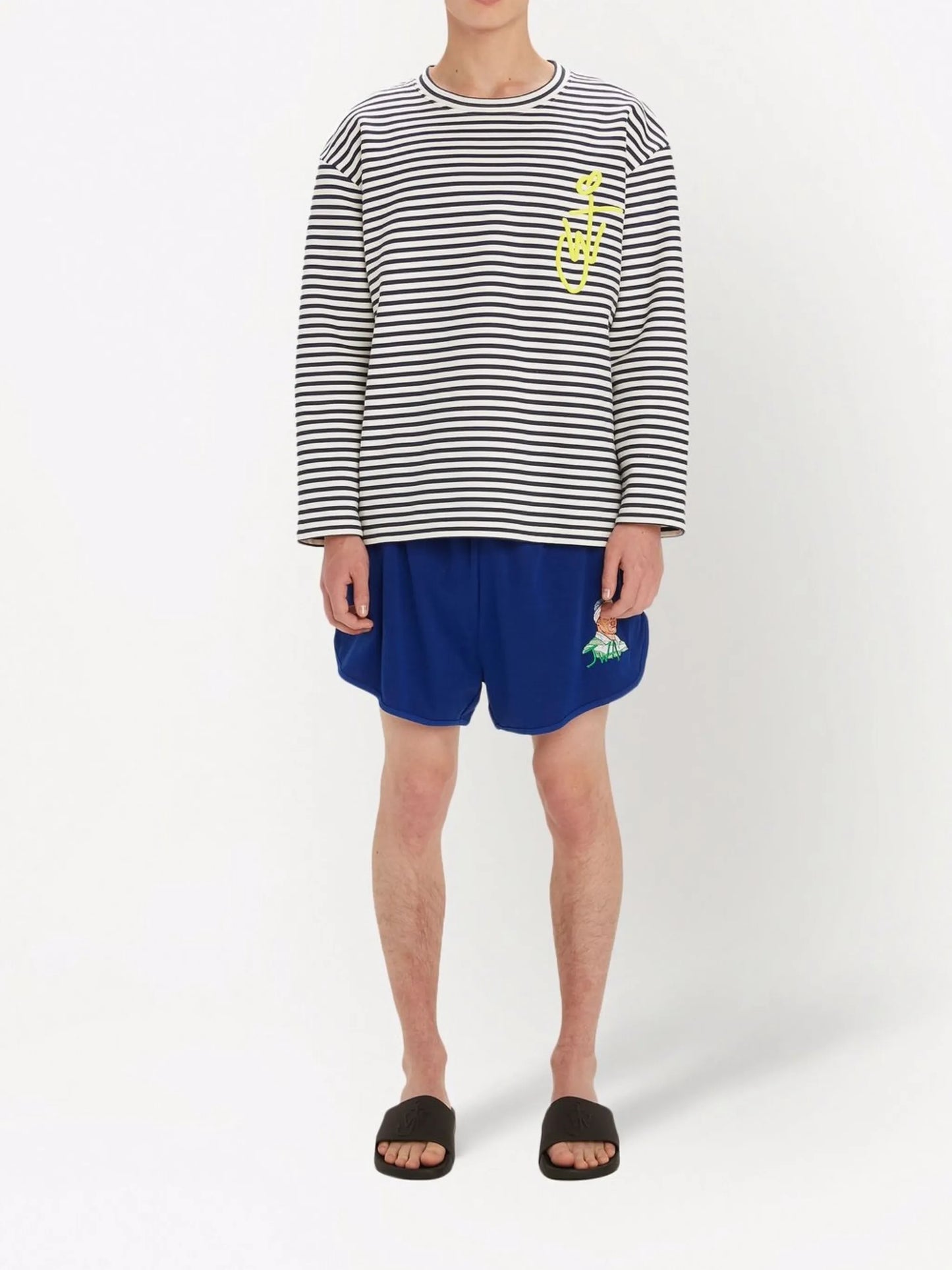 logo-embroidered striped T-shirt