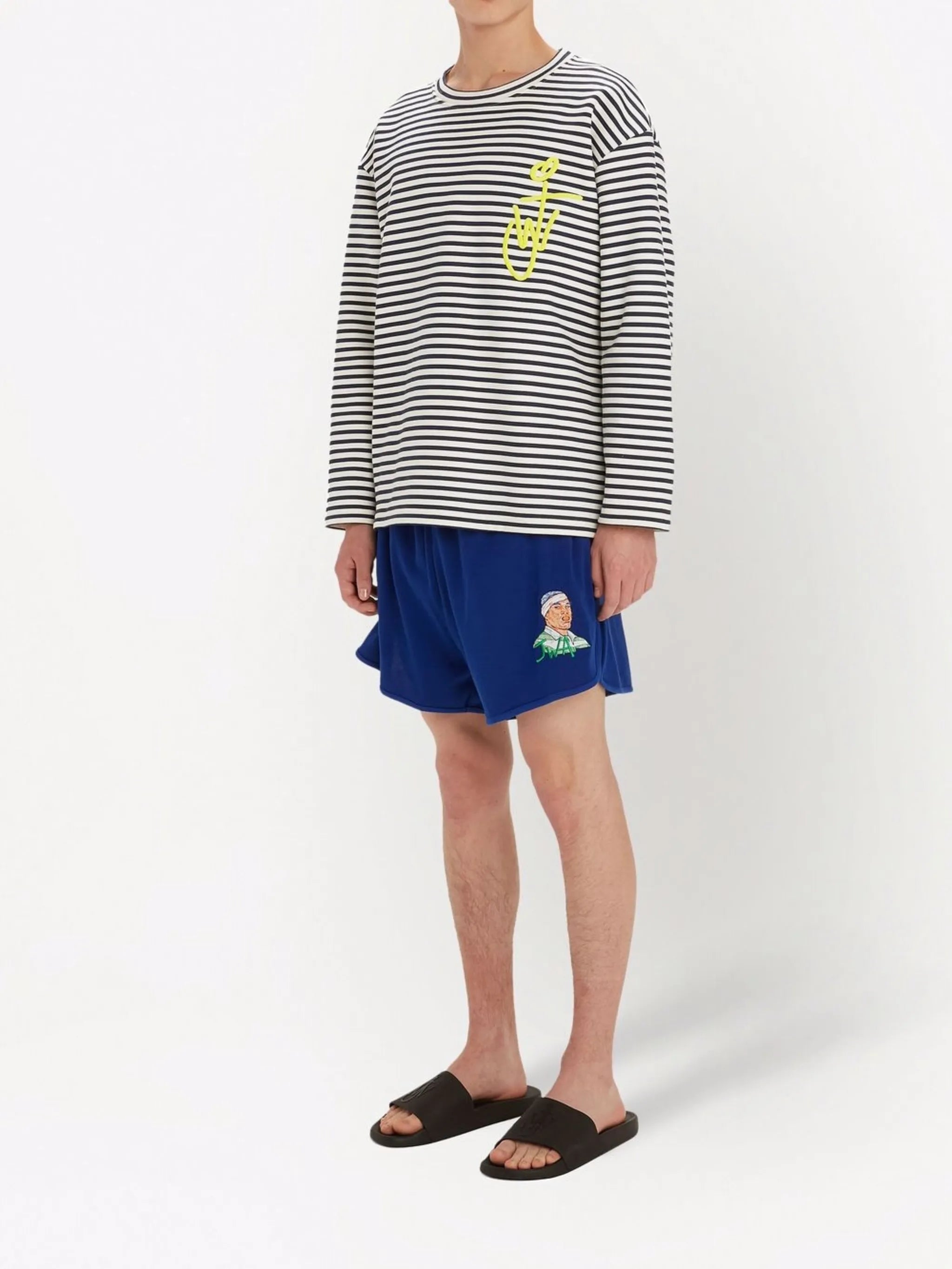 logo-embroidered striped T-shirt