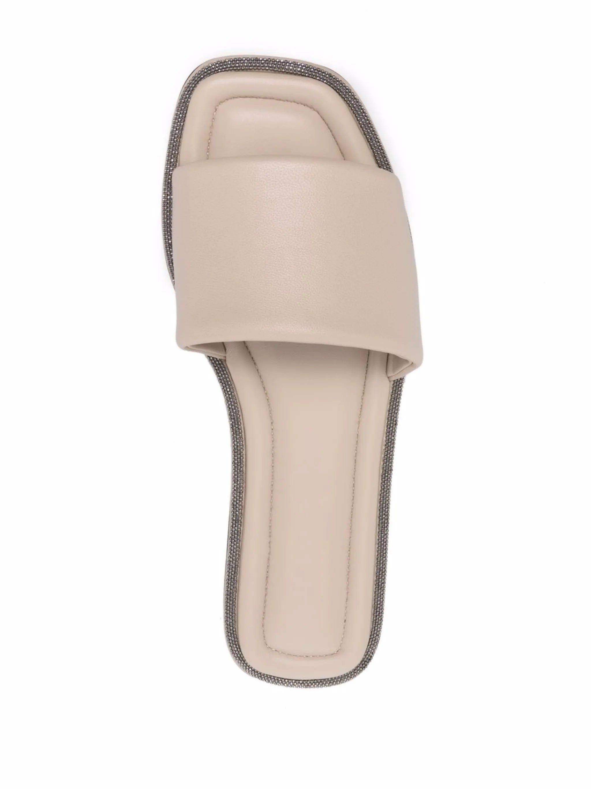 monili-embellished leather slides