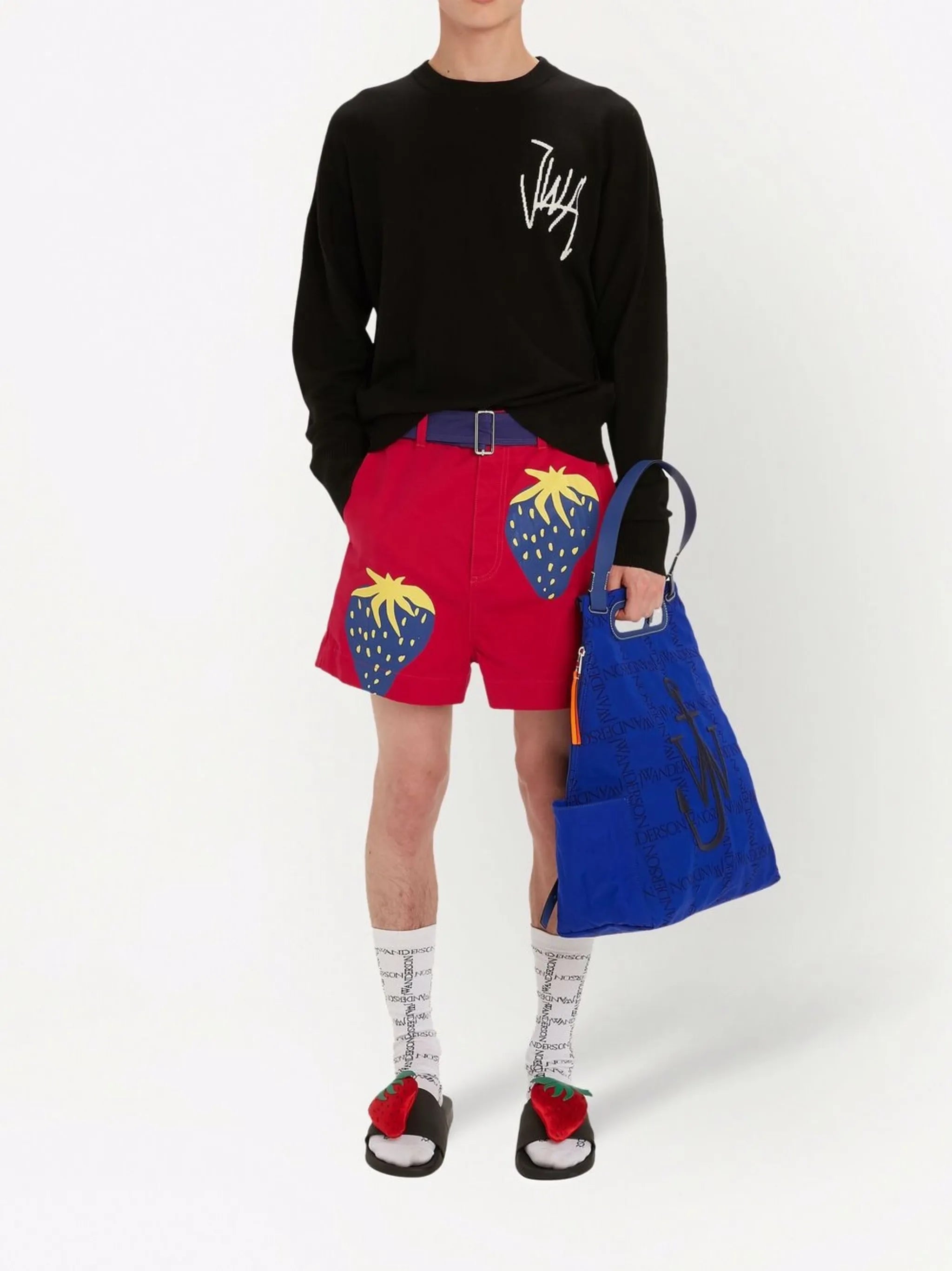 intarsia-logo crew neck jumper