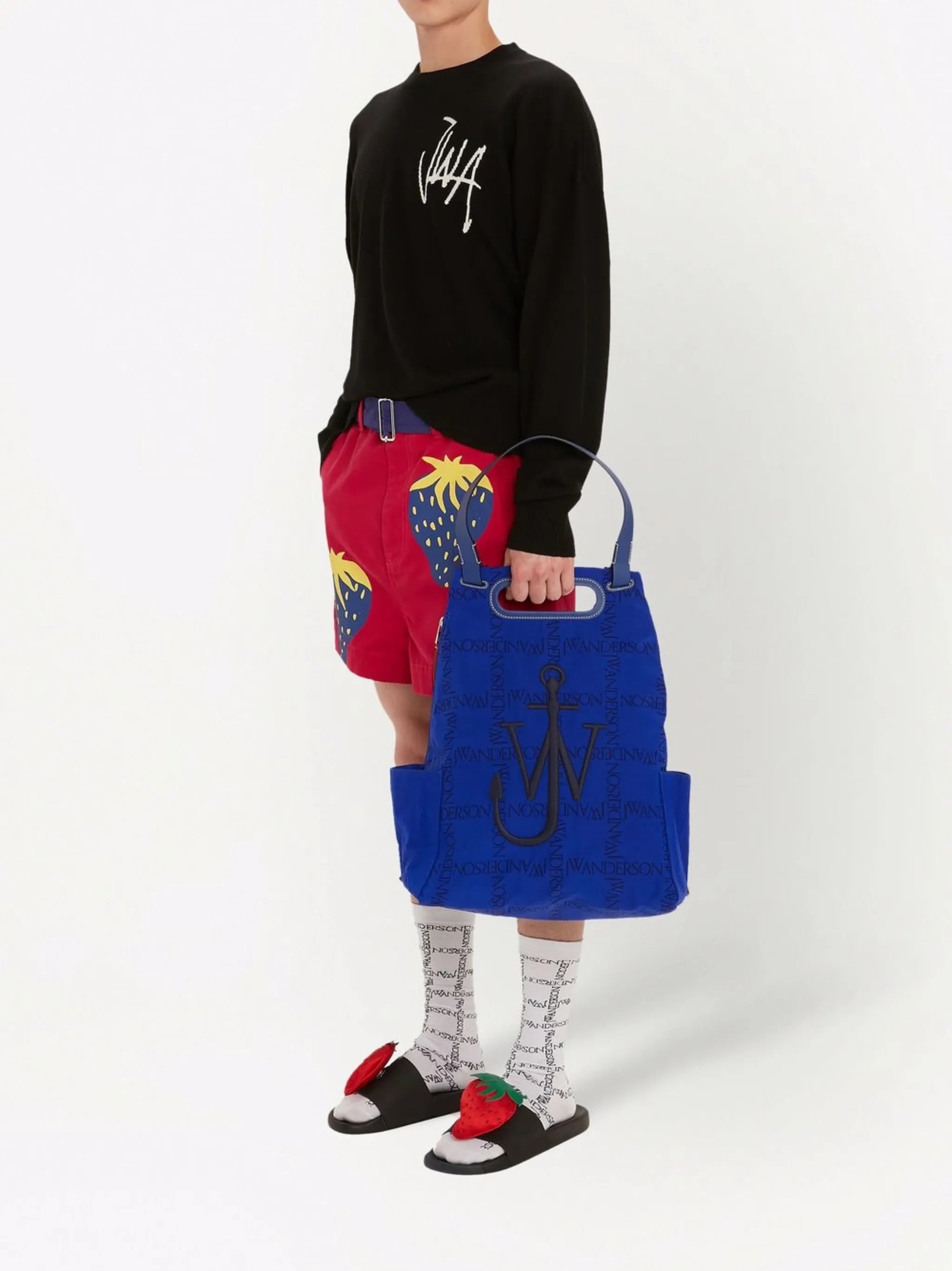 intarsia-logo crew neck jumper