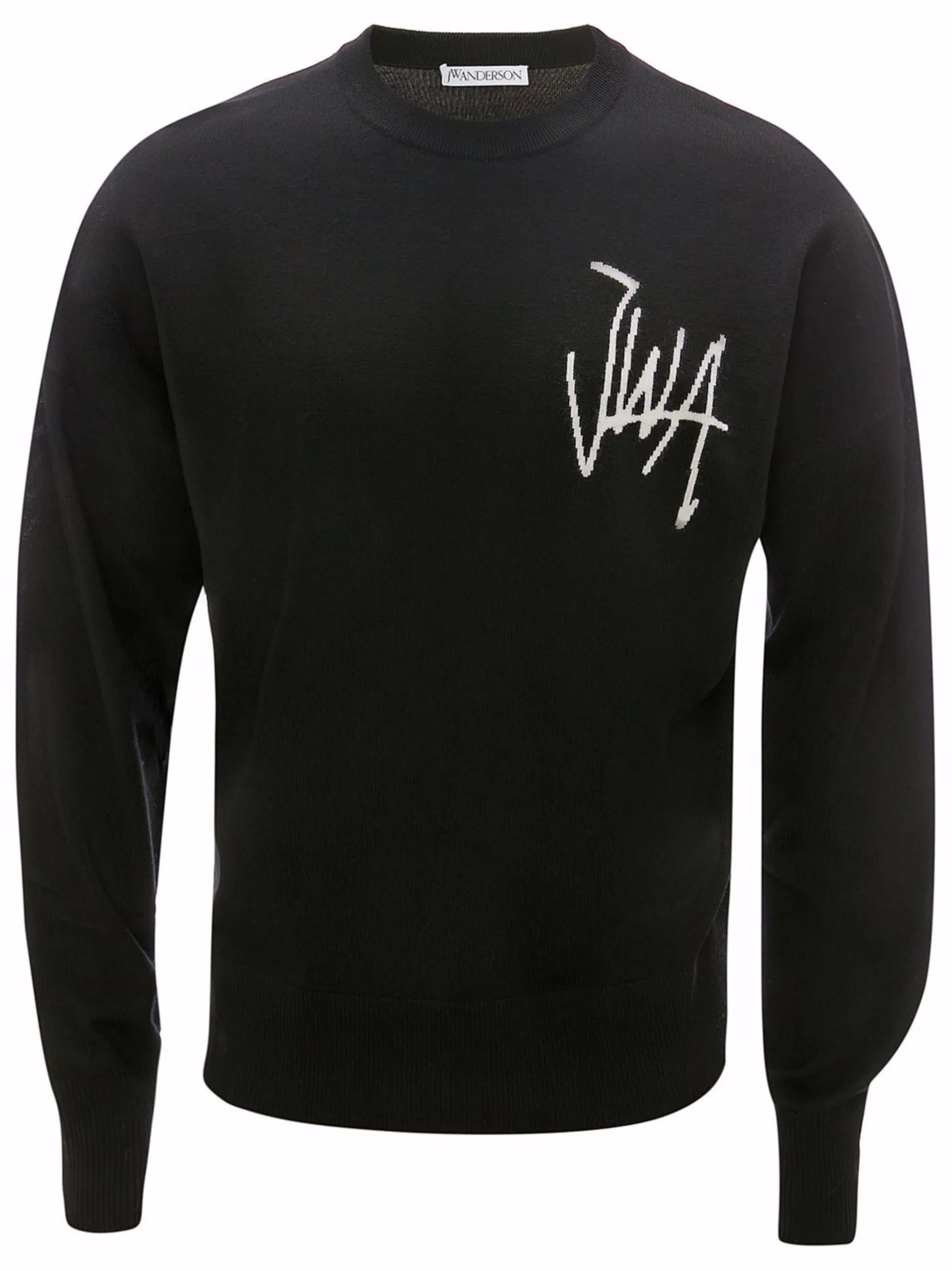 intarsia-logo crew neck jumper