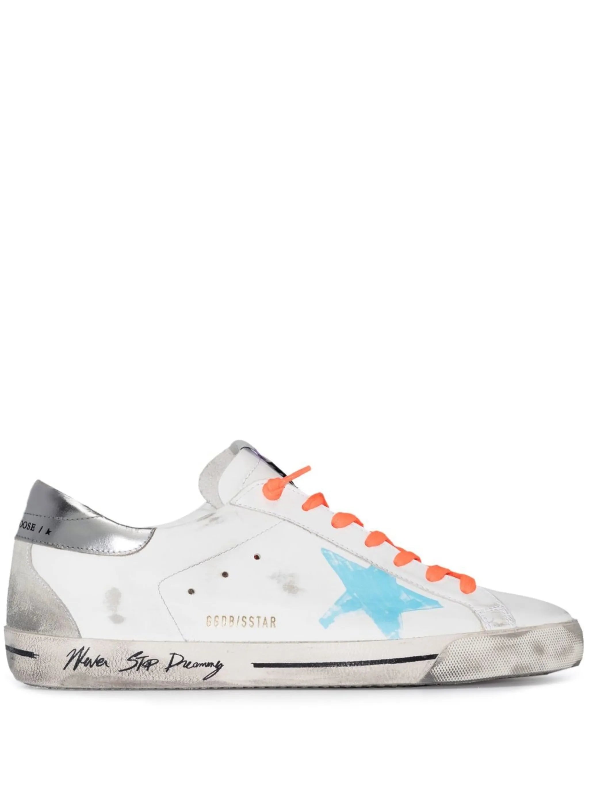 Superstar distressed lace-up trainers