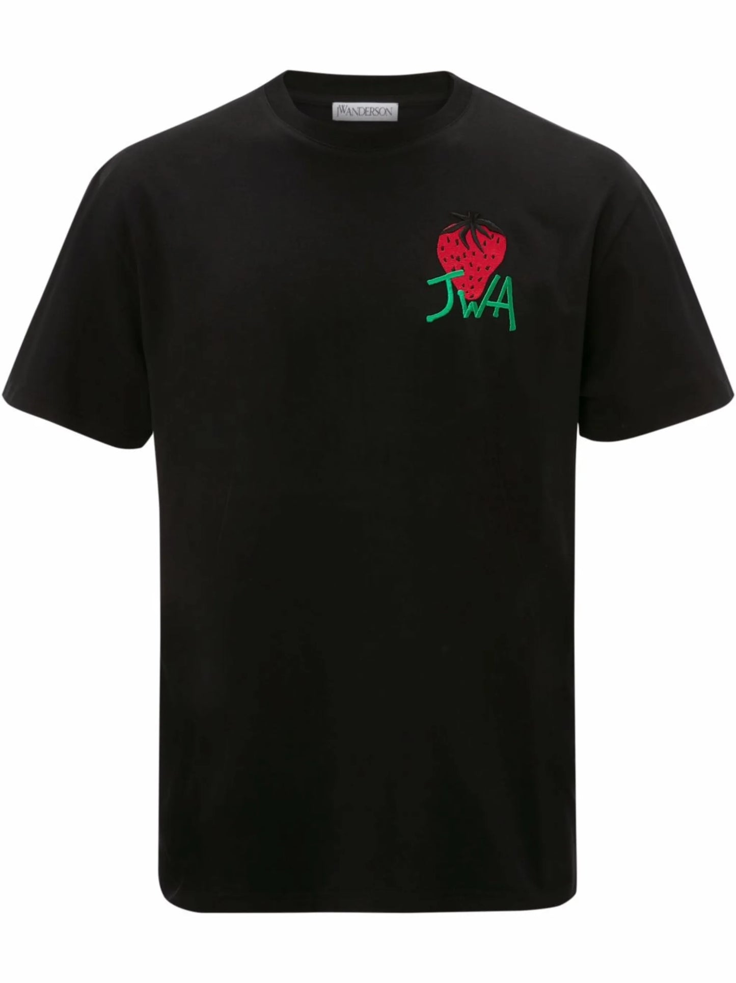 strawberry-embroidered cotton T-shirt