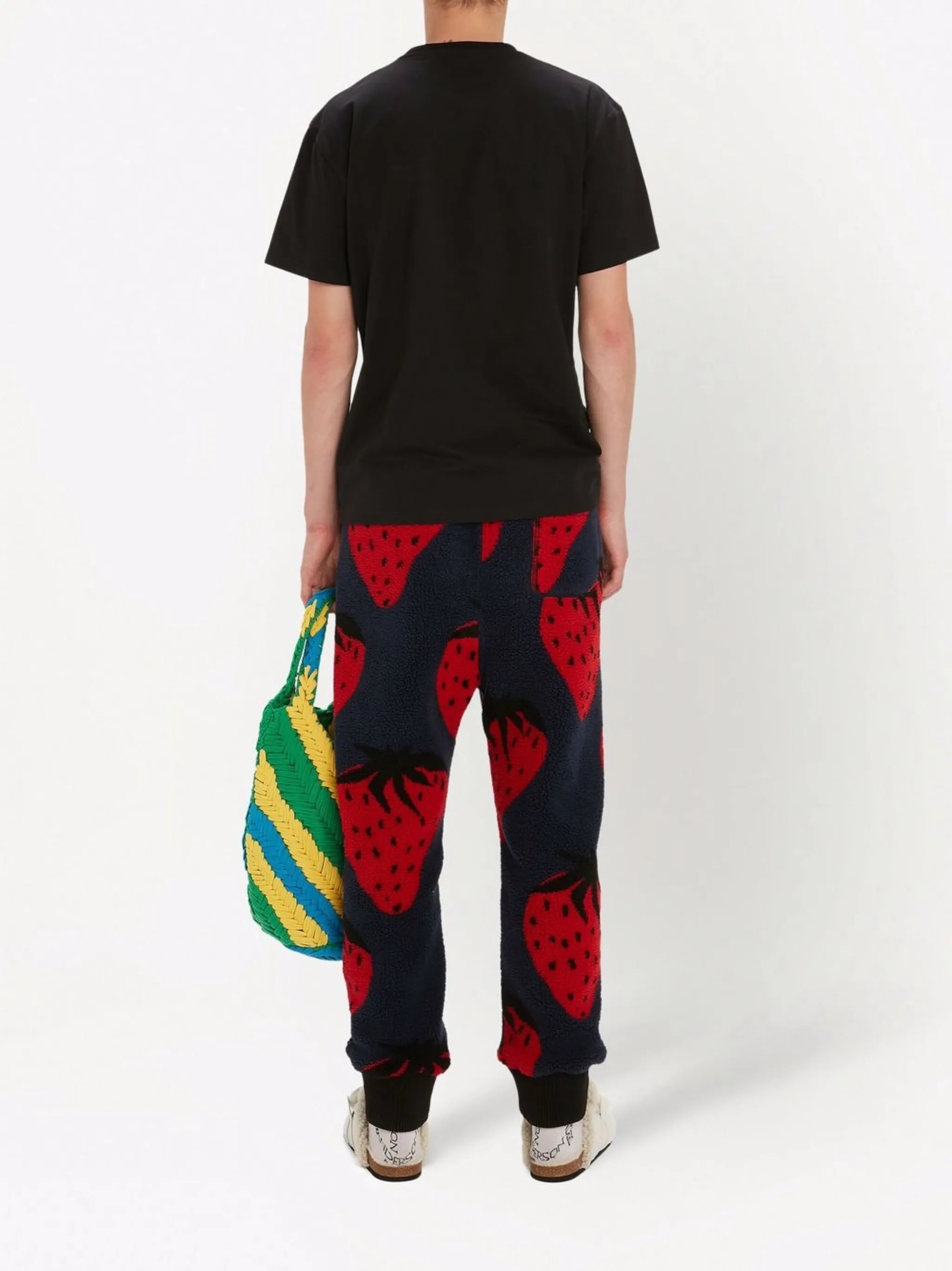 strawberry-embroidered cotton T-shirt