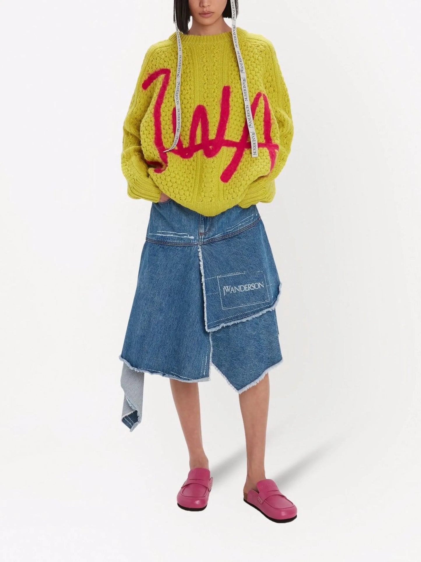 logo-print cable knit jumper
