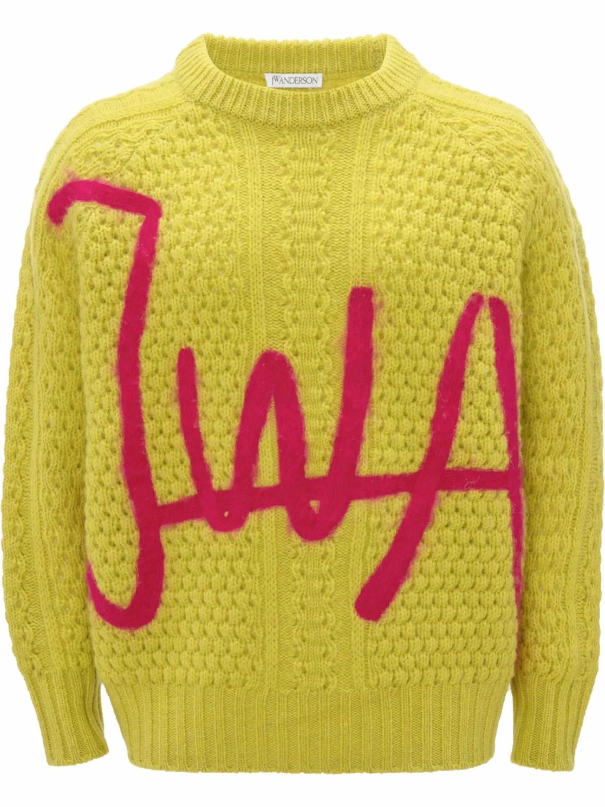 logo-print cable knit jumper