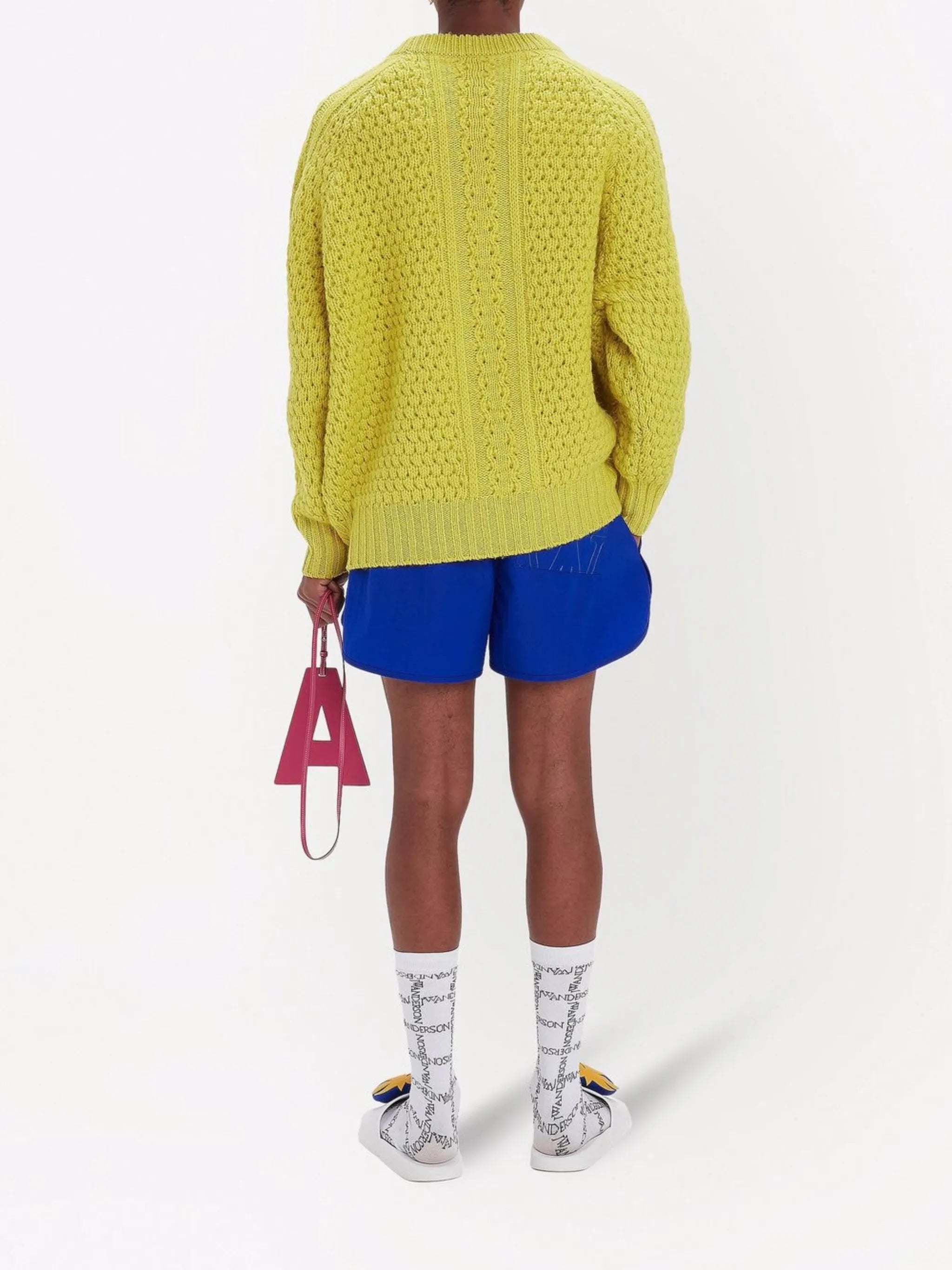 logo-print cable knit jumper