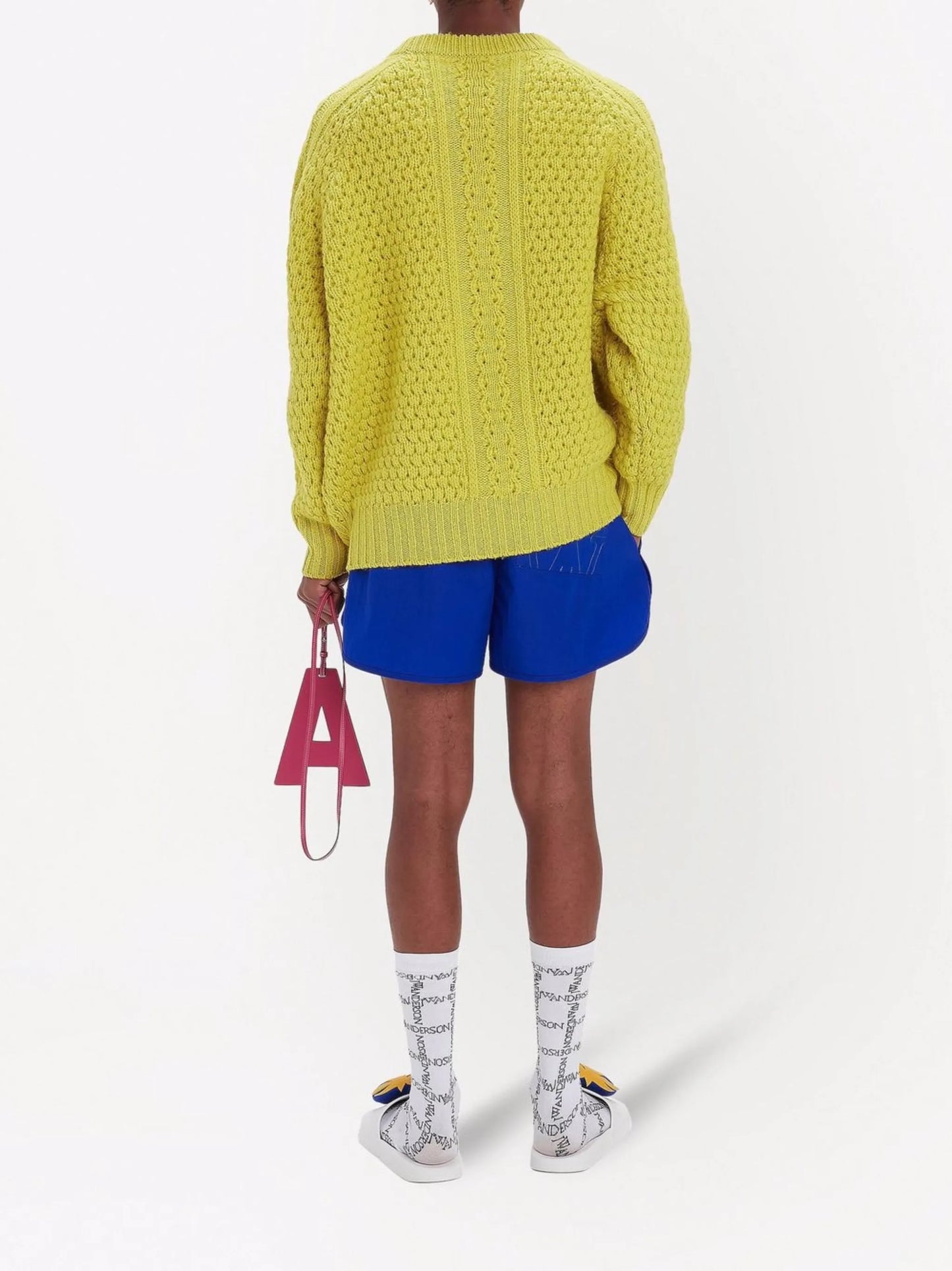 logo-print cable knit jumper