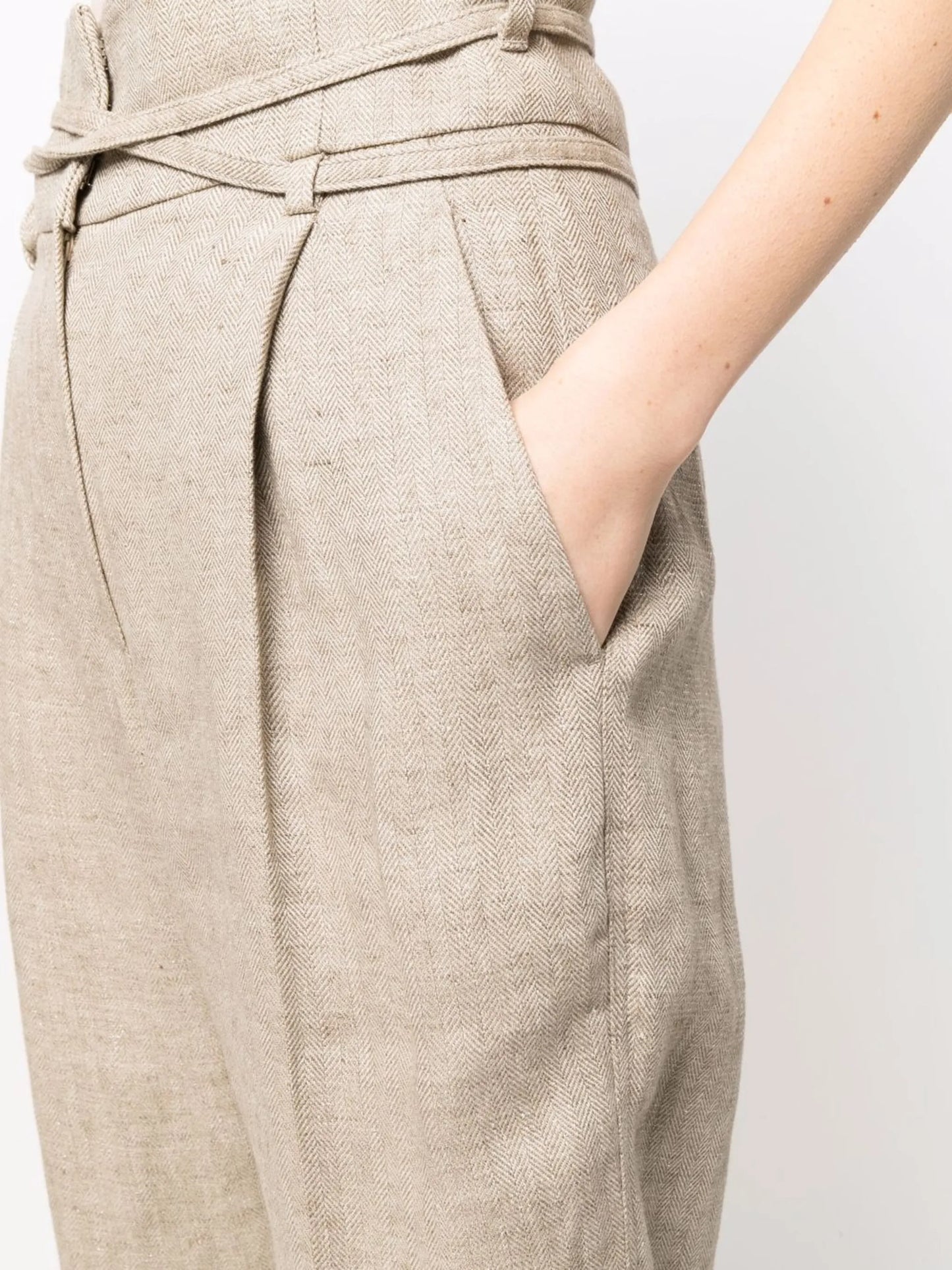 high-waisted linen-blend trousers