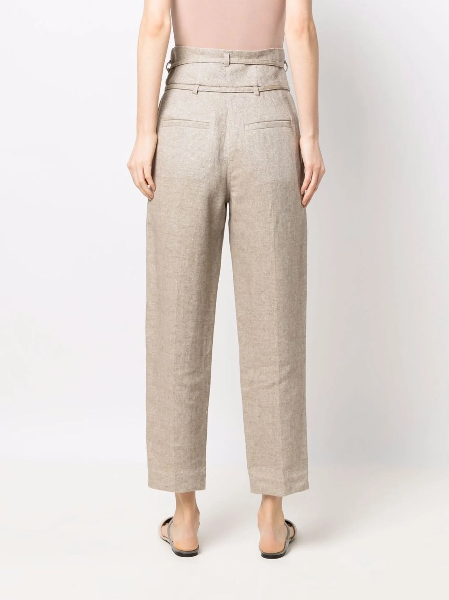 high-waisted linen-blend trousers